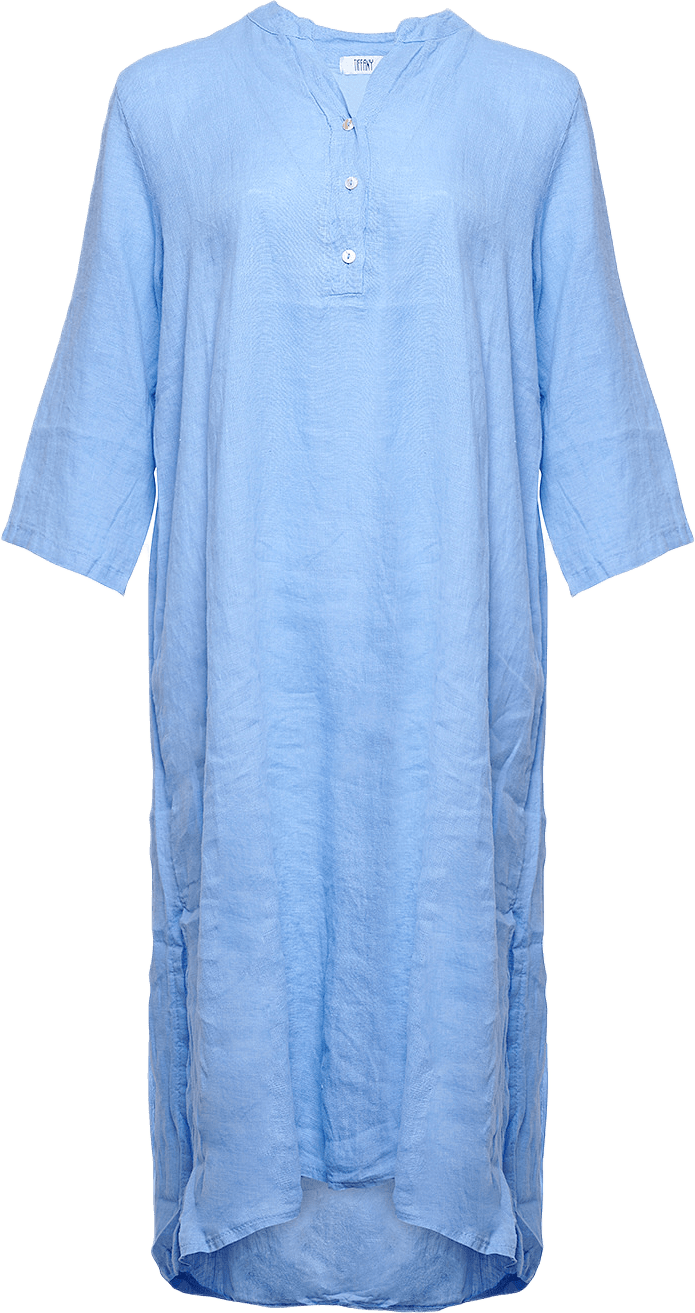 18970p,  Long Shirt Dress With Pocket, Linen - Little Boy Blue