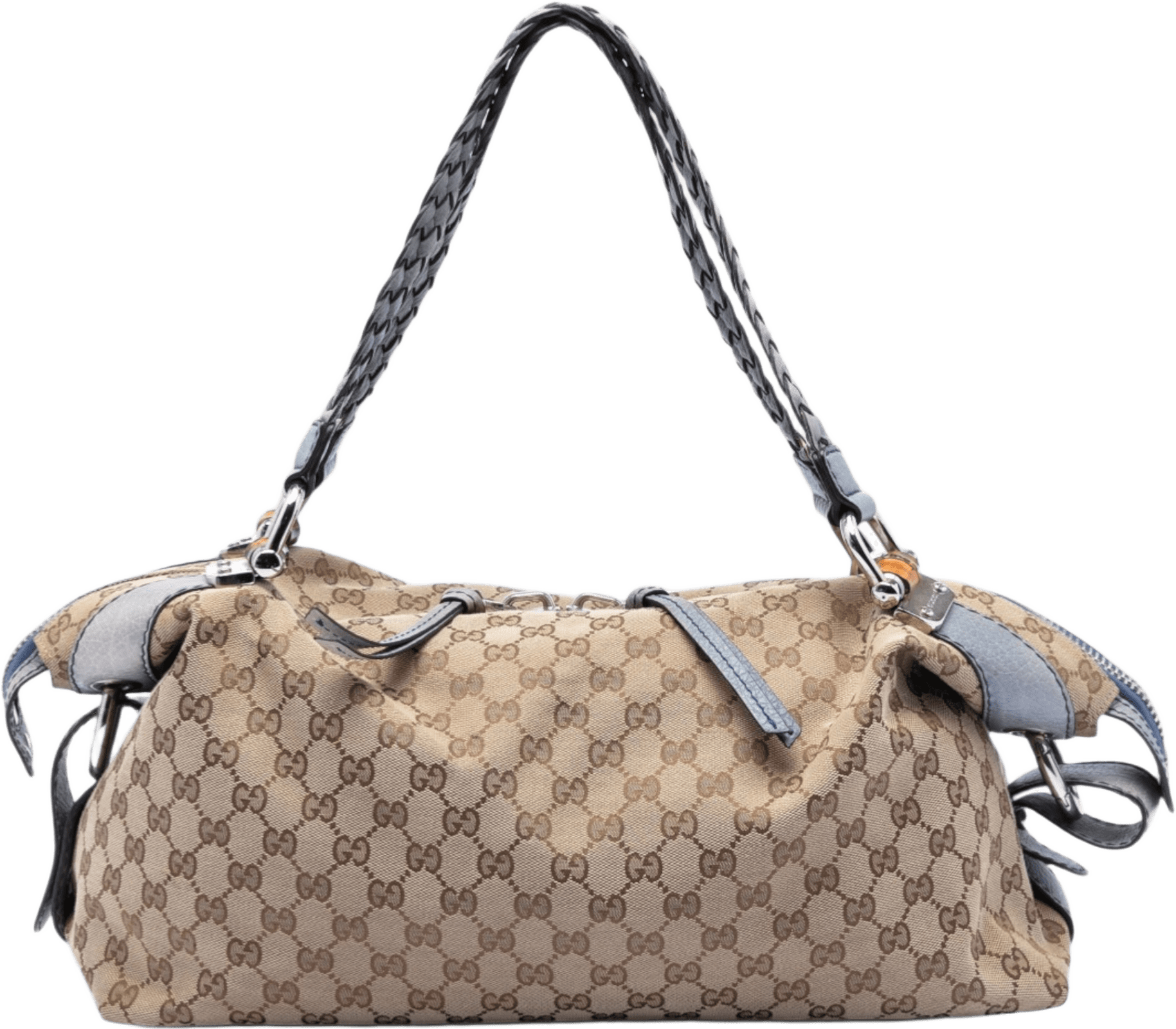 Gucci Medium Gg Canvas Bamboo Bar Tote, från Luxclusif, i färgen beige.