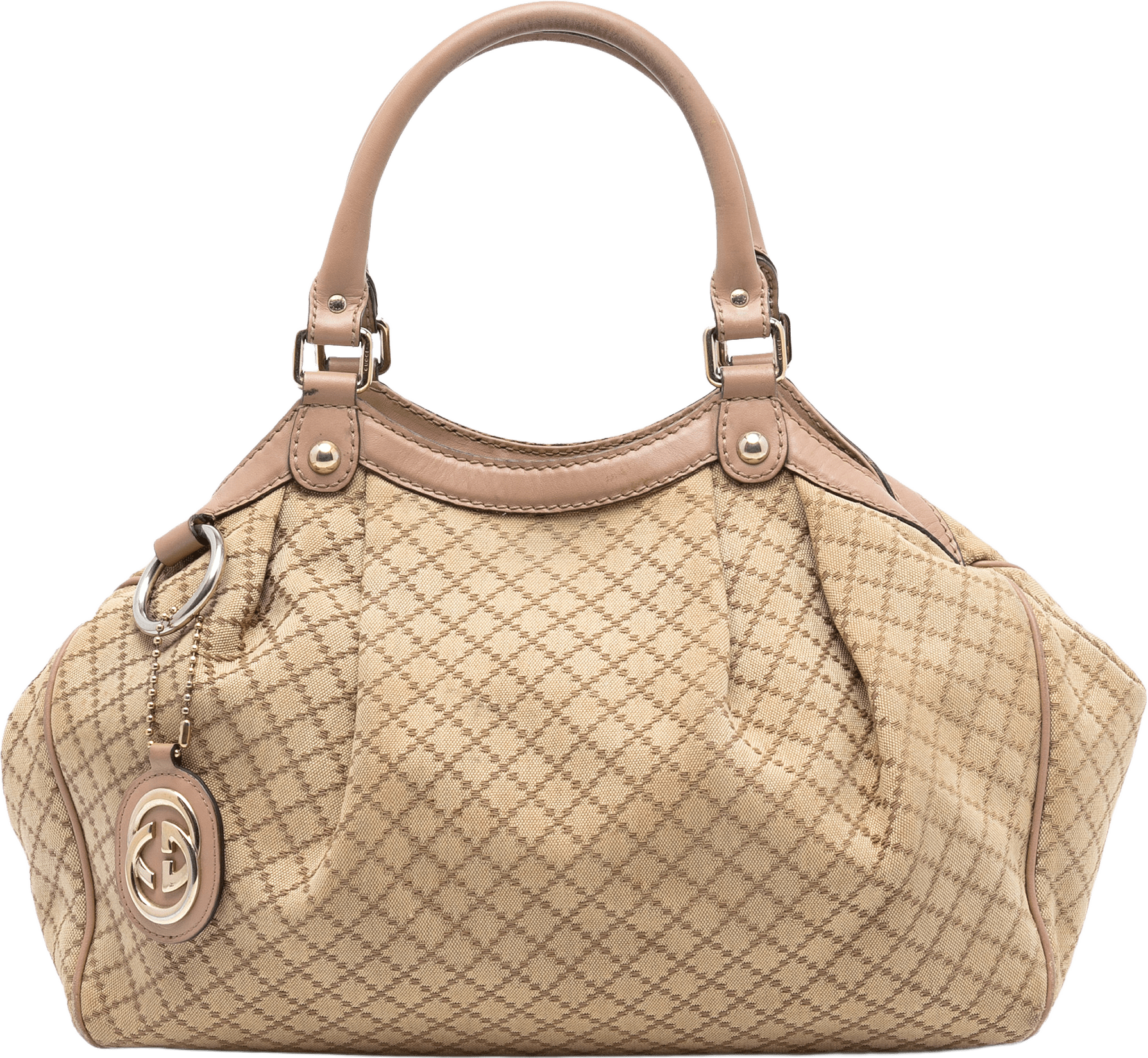 Gucci Medium Diamante Canvas Sukey Tote, från Luxclusif, i färgen beige.