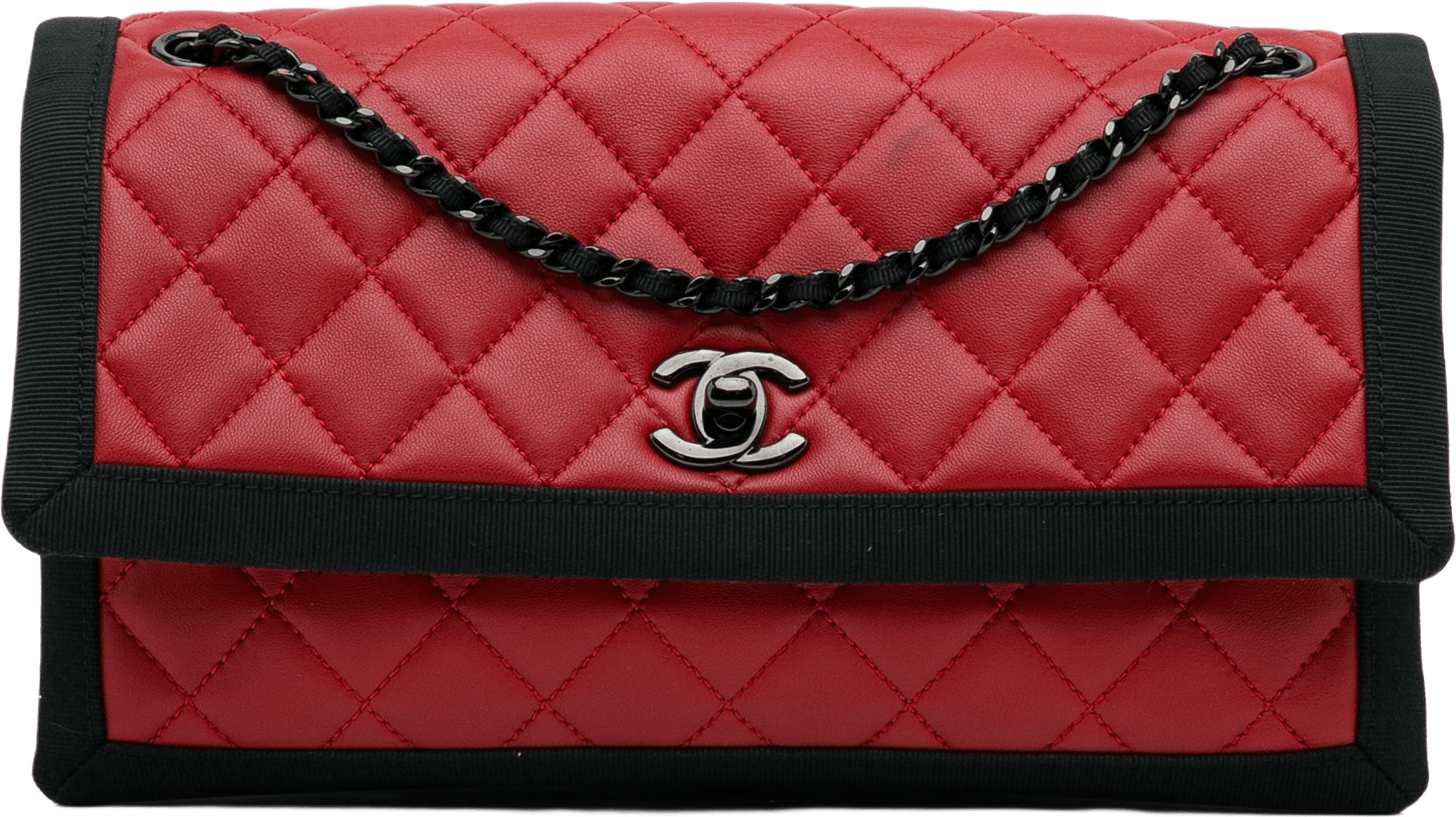 Chanel Cc Grossgrain Trim Lambskin Flap Shoulder Bag