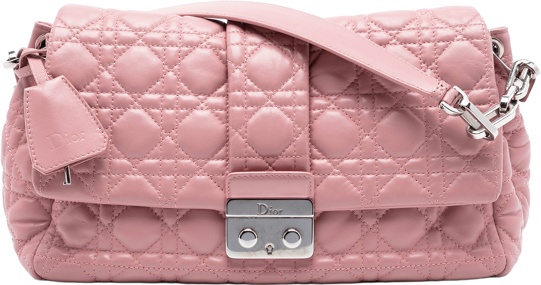 Dior Lambskin Cannage New Lock Flap, från Luxclusif, i färgen pink.