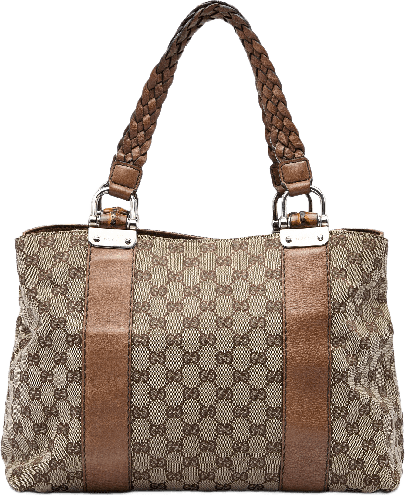 Gucci Medium Gg Canvas Bamboo Libeccio Tote, från Luxclusif, i färgen beige.