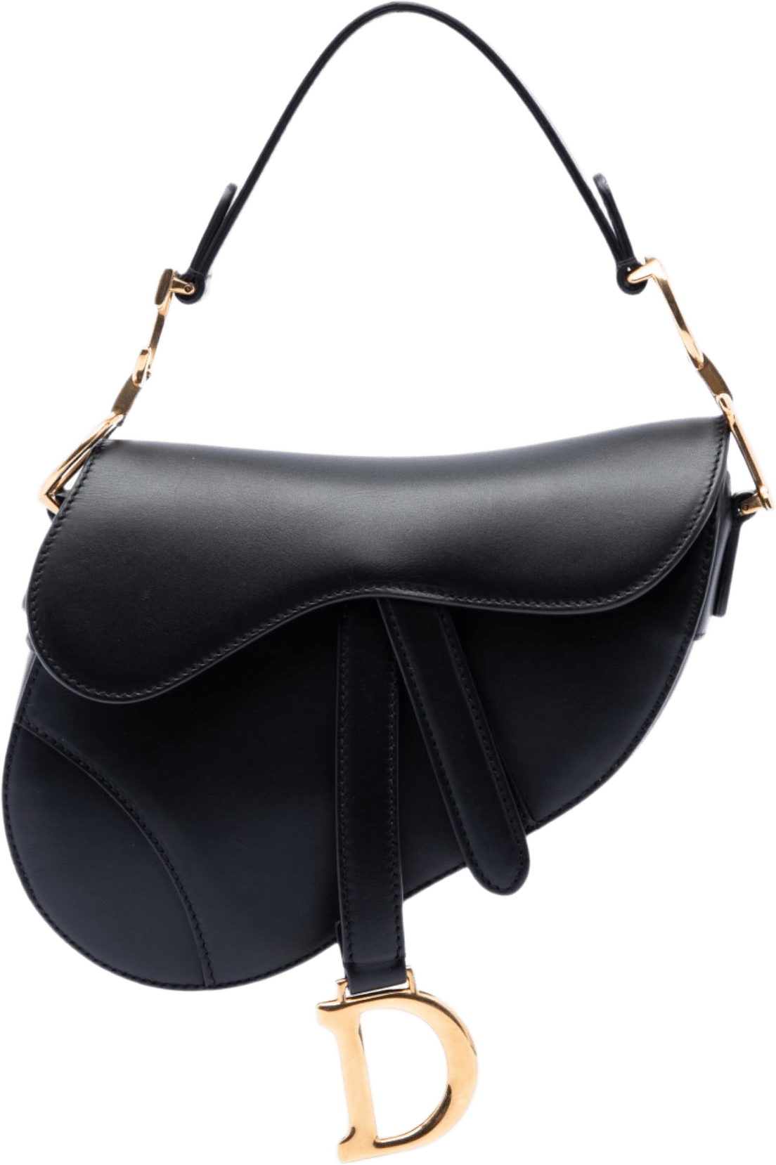 Dior Mini Smooth Calfskin Saddle Bag, från Luxclusif, i färgen svart.