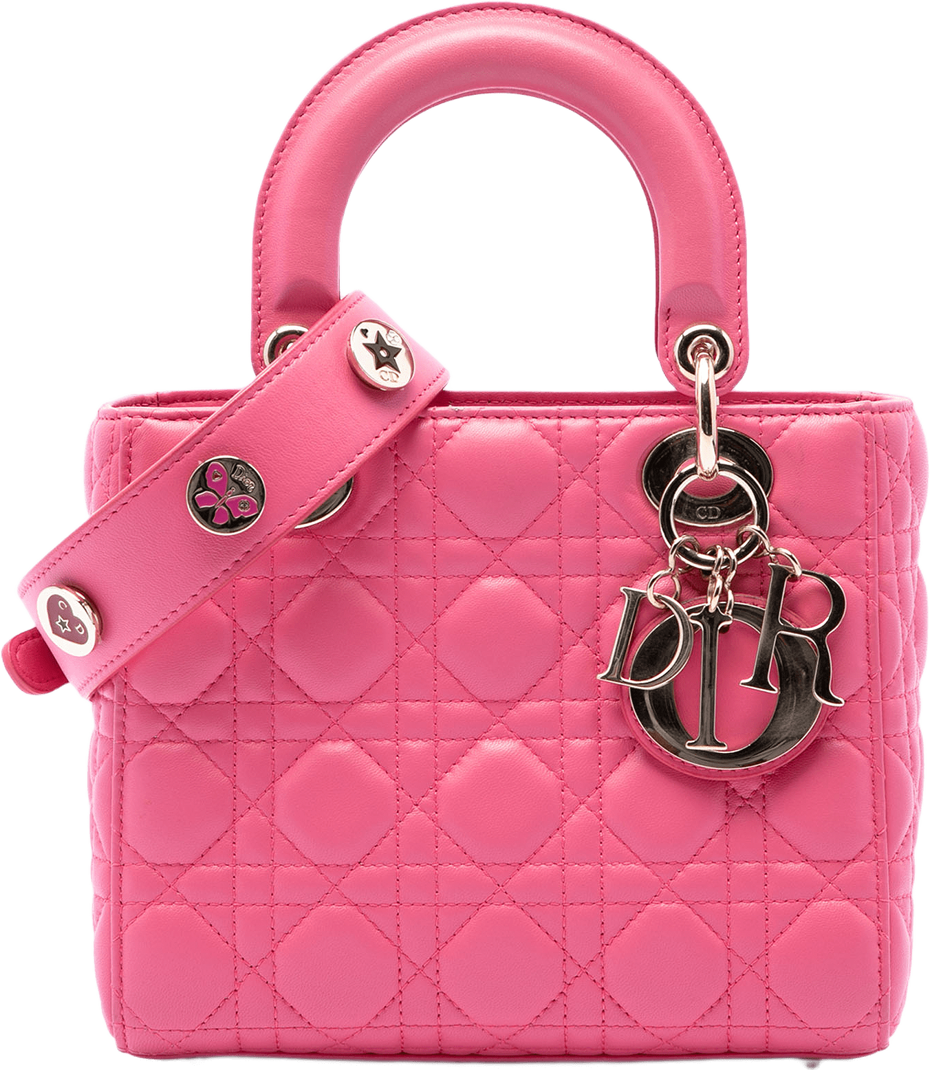Dior Small Lambskin Cannage My Abcdior Lady Dior, från Luxclusif, i färgen rosa.