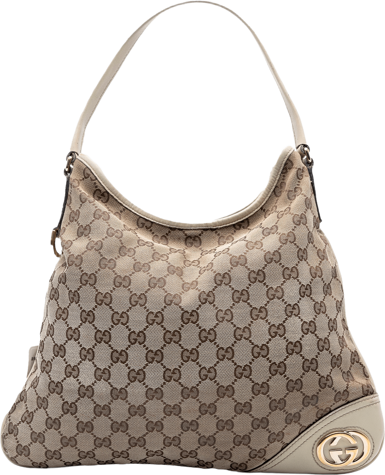 Gucci Gg Canvas New Britt Hobo, från Luxclusif, i färgen beige.