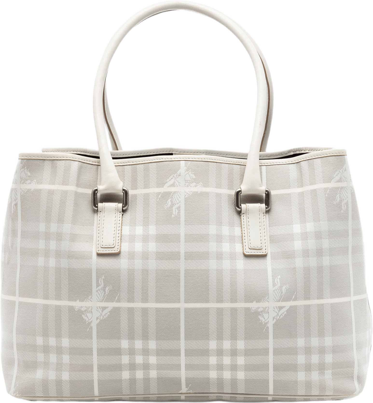 Burberry Haymarket Check Canvas Tote, från Luxclusif, i färgen light gray.