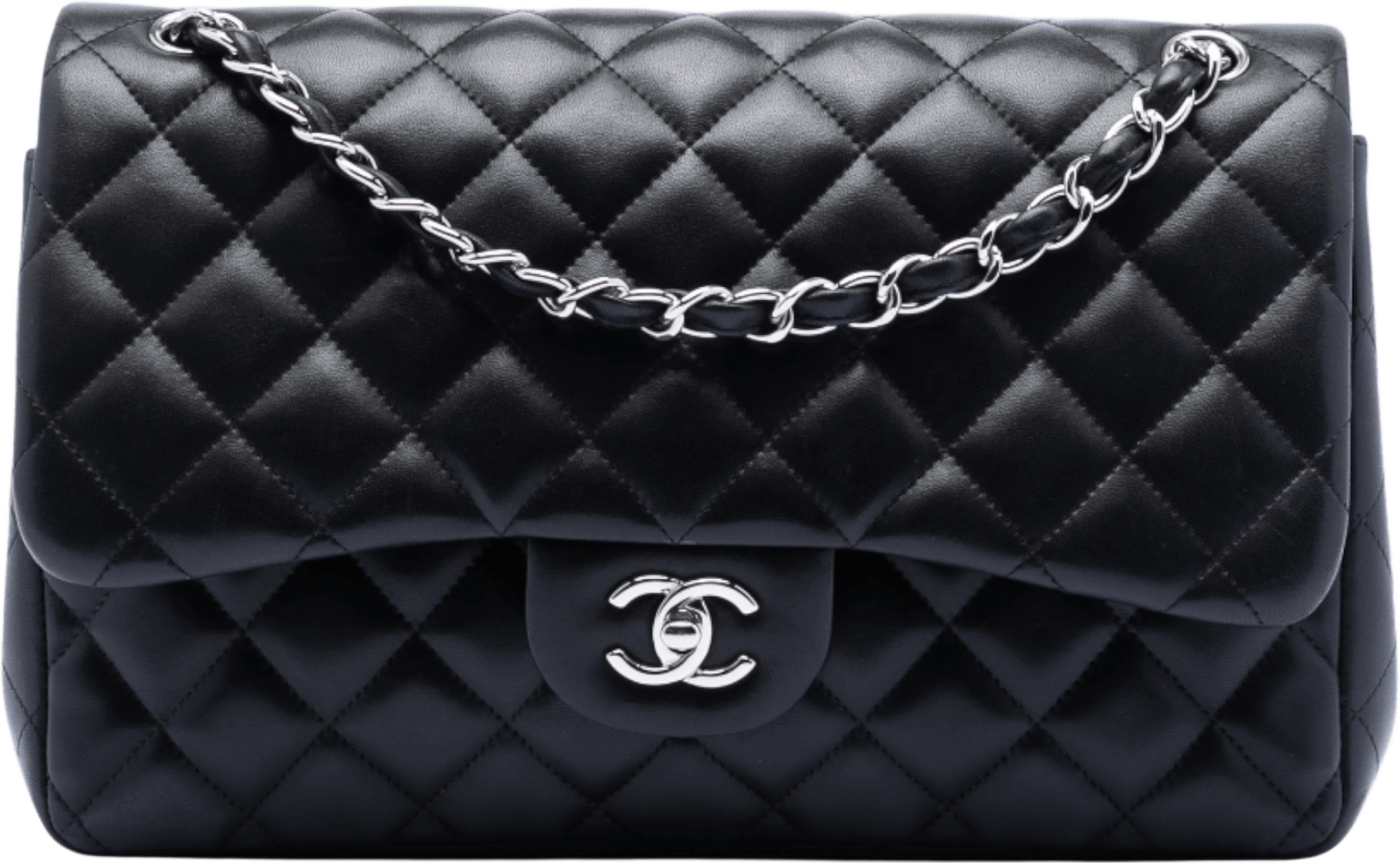 Chanel Jumbo Classic Lambskin Double Flap, från Luxclusif, i färgen black.