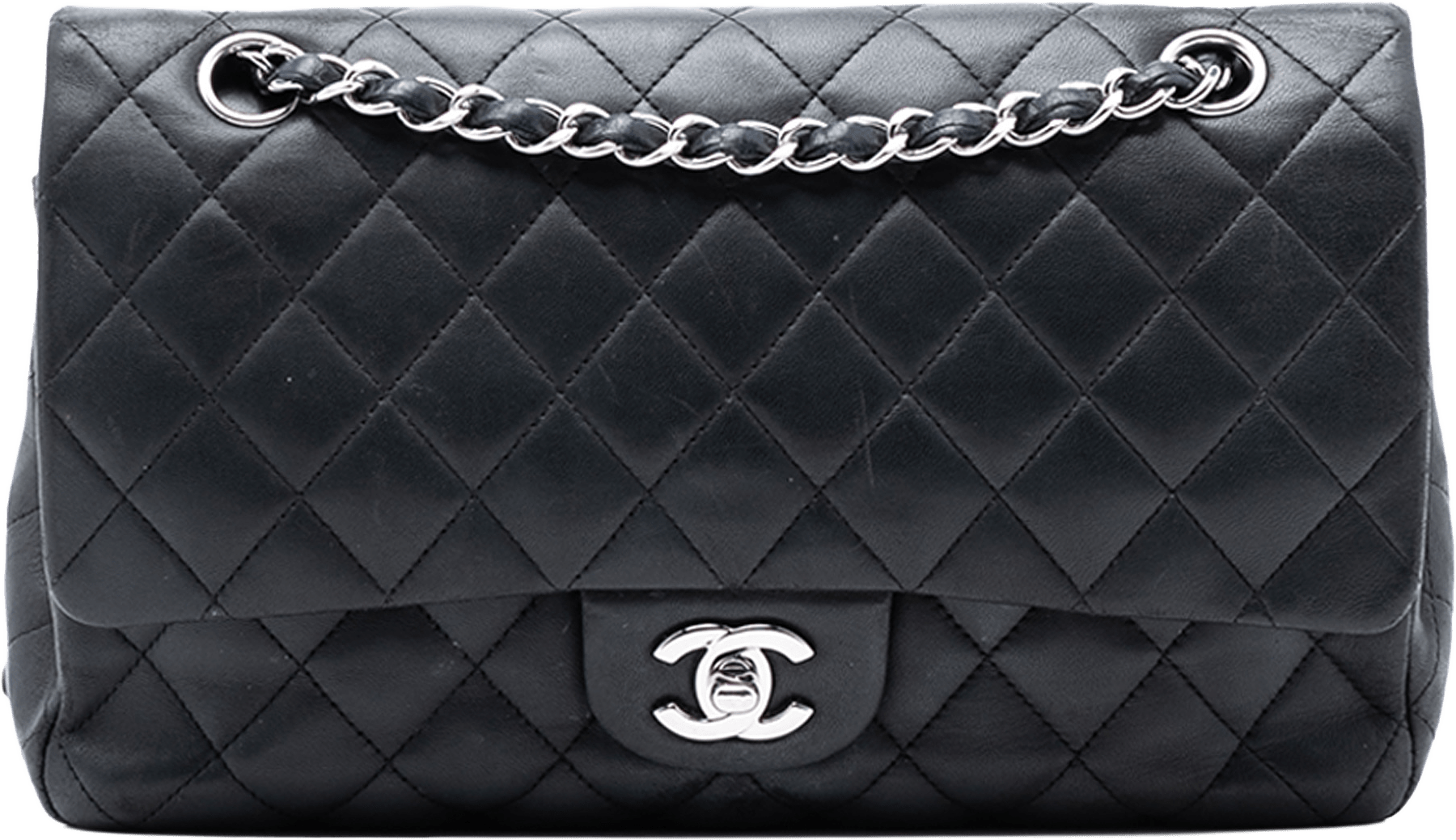 Chanel Medium Classic Lambskin Double Flap, från Luxclusif, i färgen black.