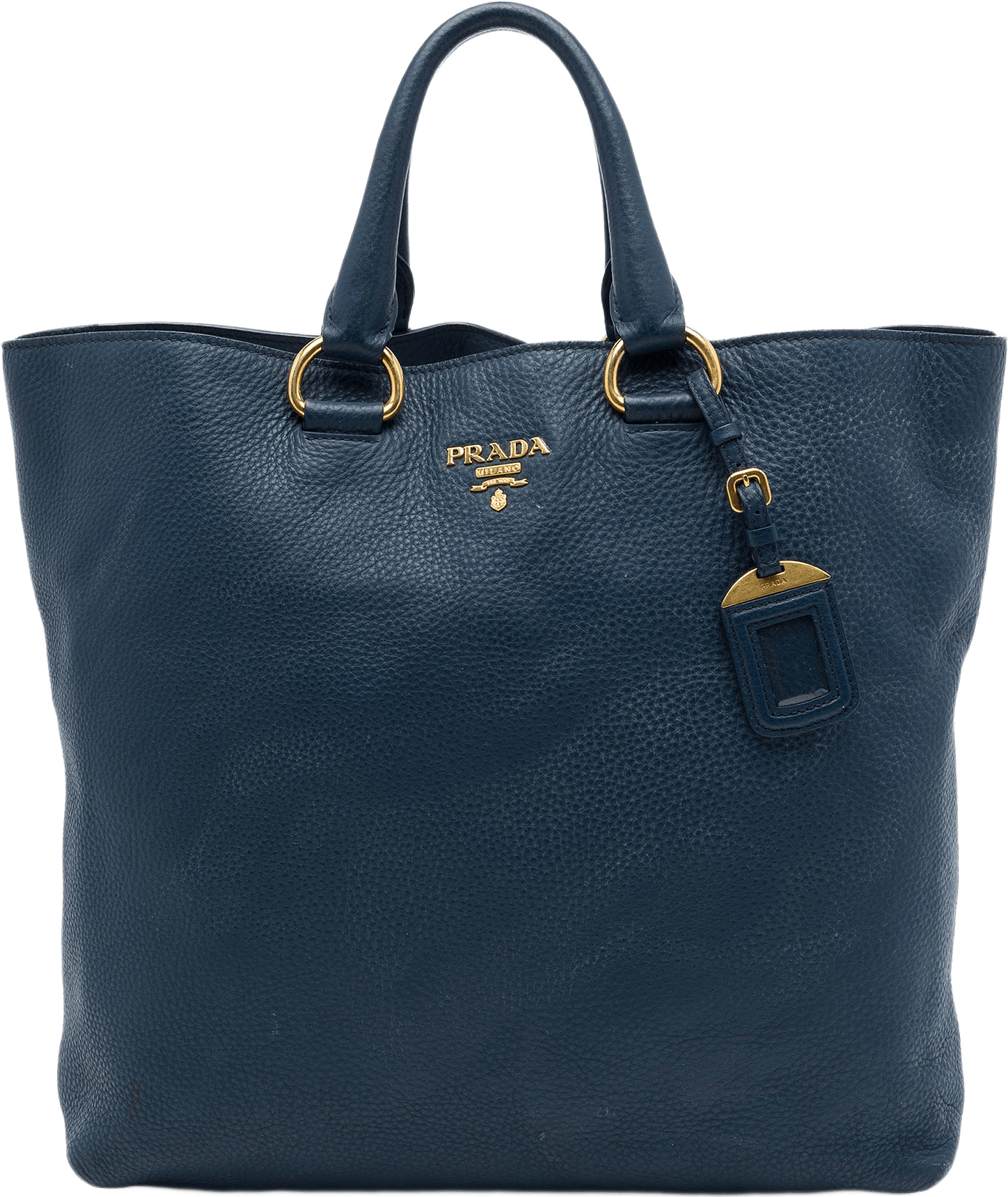 Prada Vitello Daino Open Convertible Tote, från Luxclusif, i färgen blå.