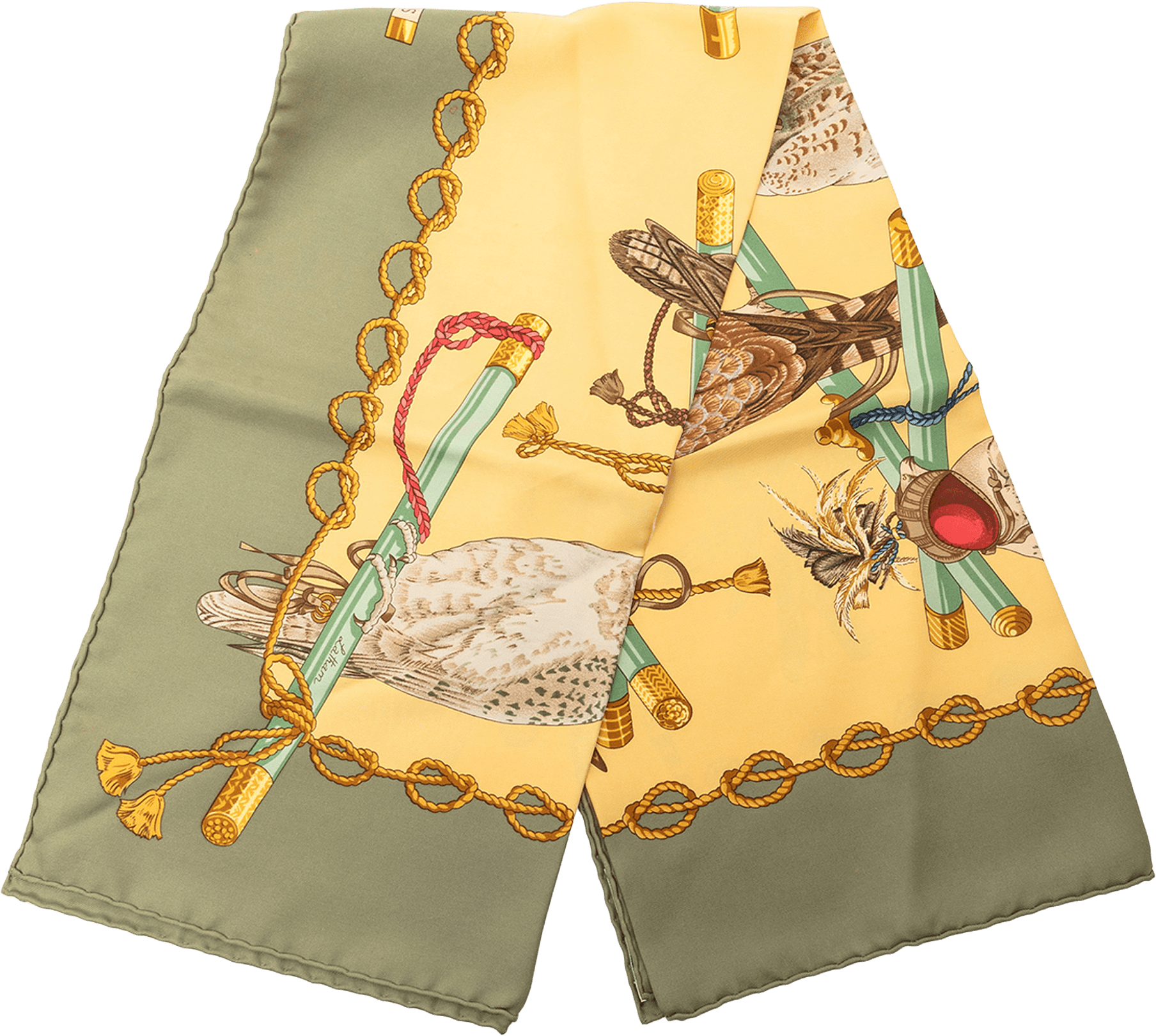 Hermès Les Oiseaux Du Roy Silk Scarf 90, från Luxclusif, i färgen light yellow.