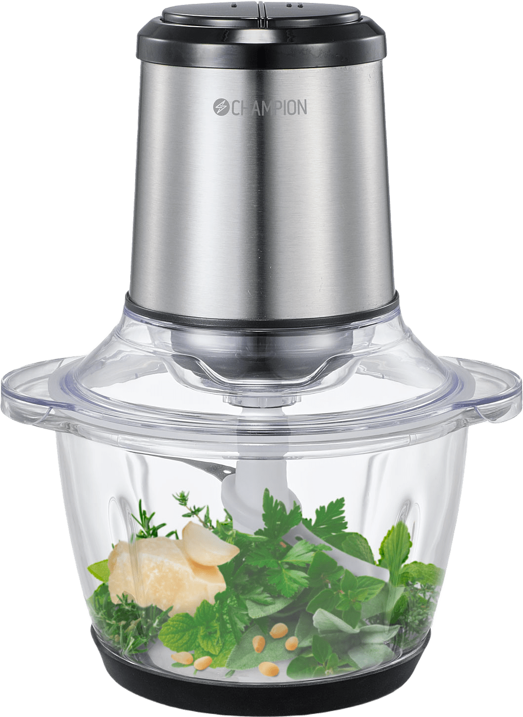 Mini Chopper 1,2l Glasskål, från Champion Nordic, i färgen rostfri.