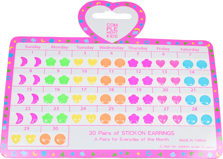 Klisterörhängen olika former i neonfärger, från Complement Kids, i färgen multi.