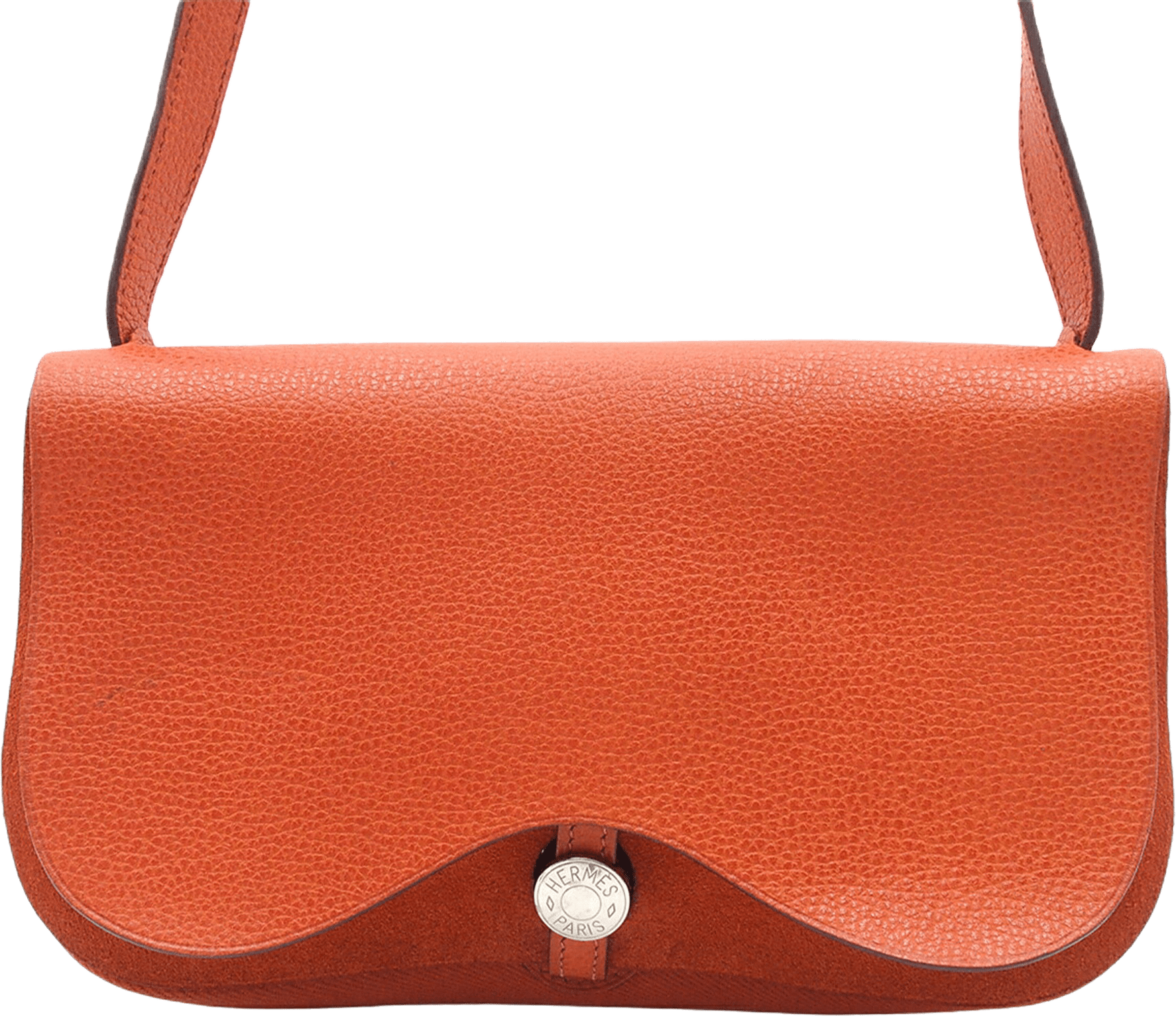 Hermès Vache Liege And Toile Sac Colorado Pm, från Luxclusif, i färgen dark orange.