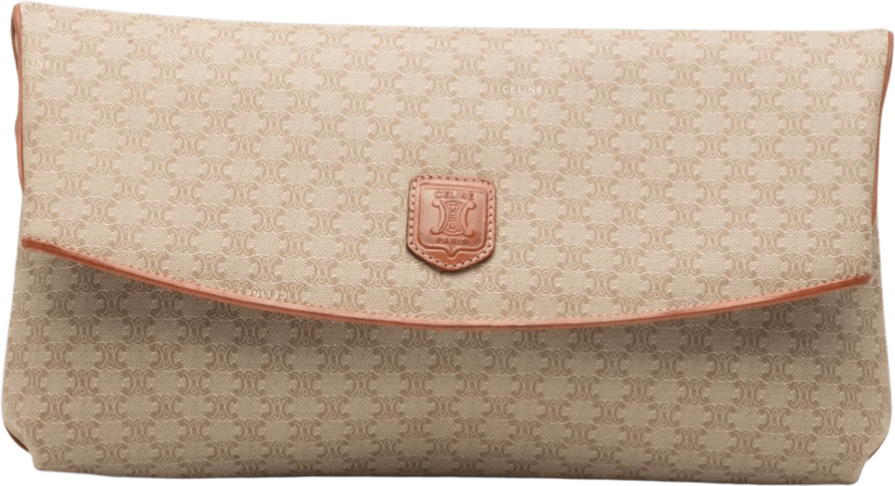 Celine Macadam Coated Canvas Clutch, från Luxclusif, i färgen beige.