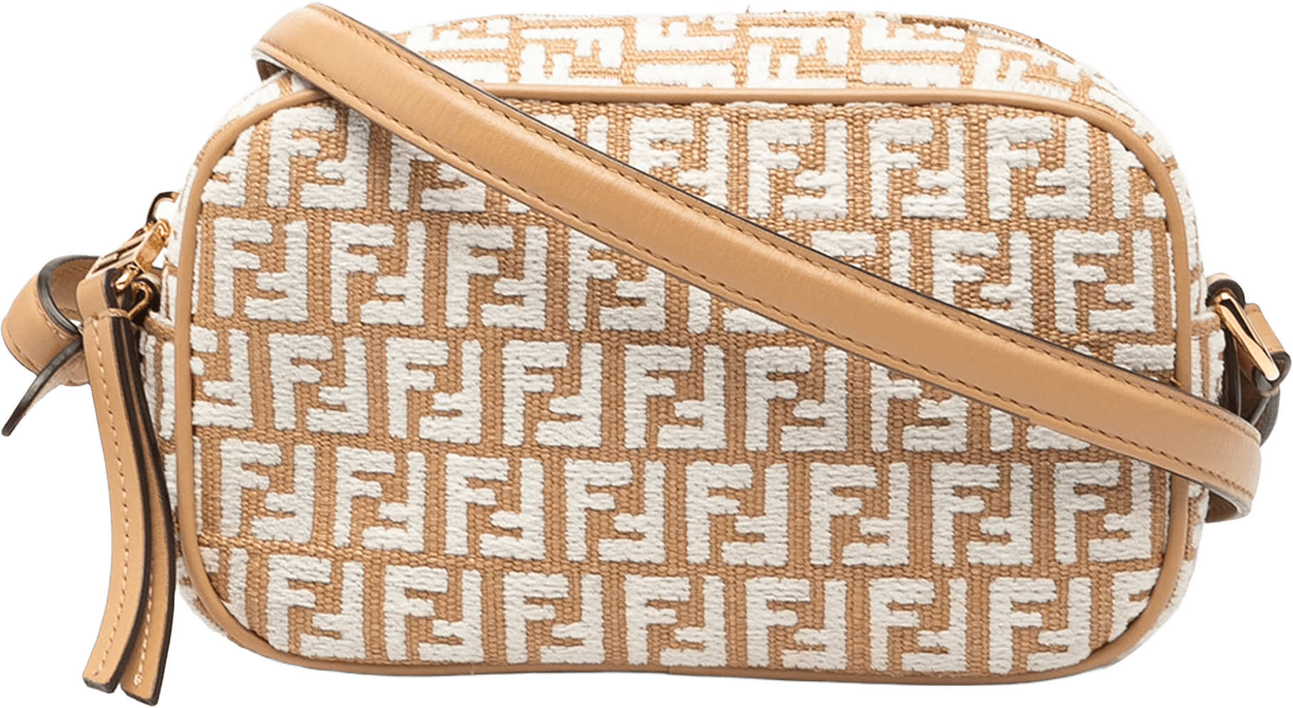 Fendi Mini Raffia Ff 1974 Camera Bag, från Luxclusif, i färgen light brown.