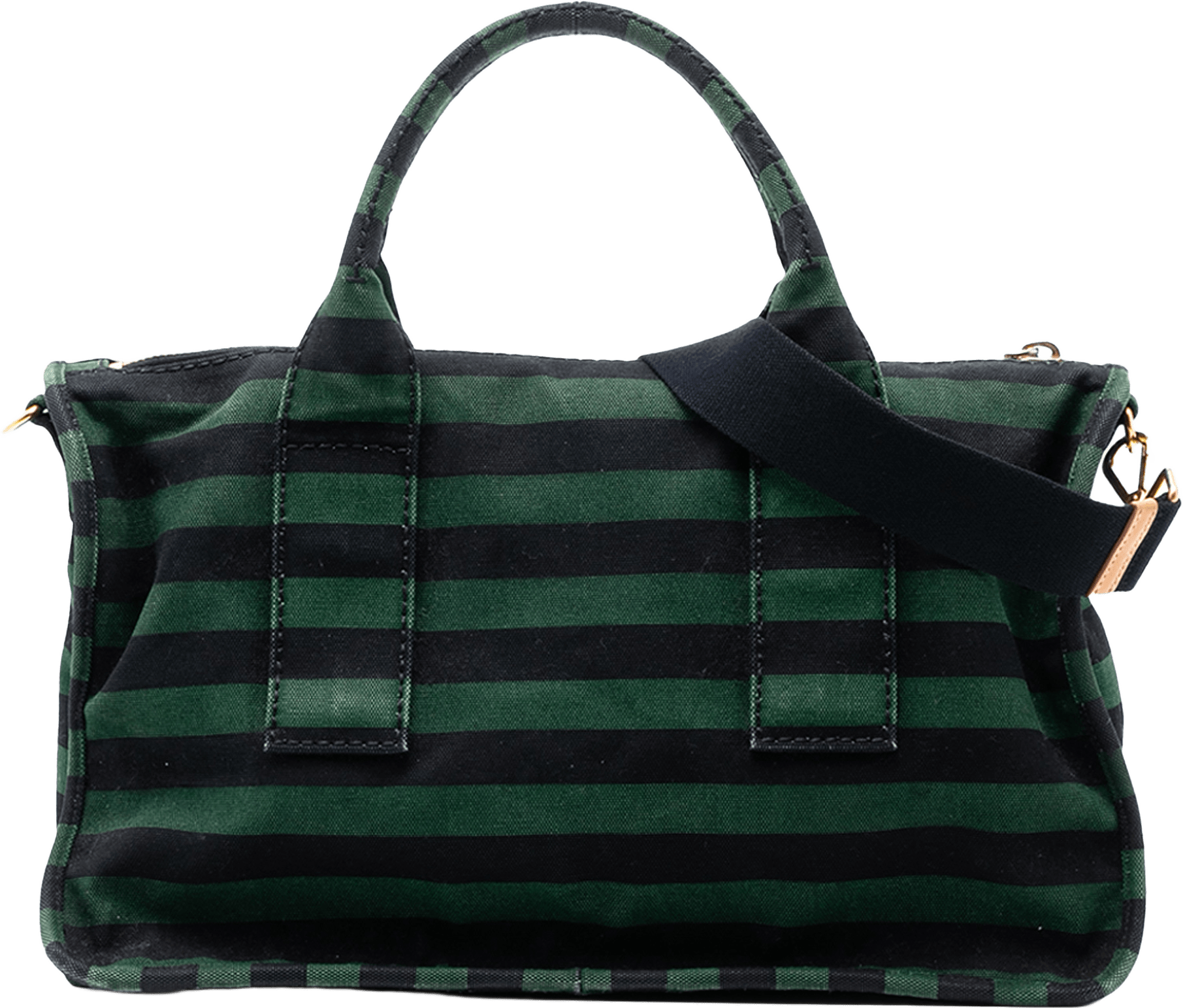 Prada Canvas Canapa Righe Striped Satchel, från Luxclusif, i färgen dark green.