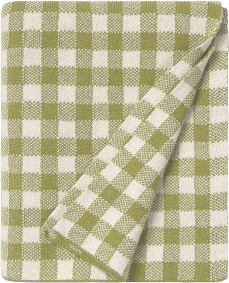 Stickad Filt Vichy, från LORENA CANALS, i färgen naturlig/matcha.