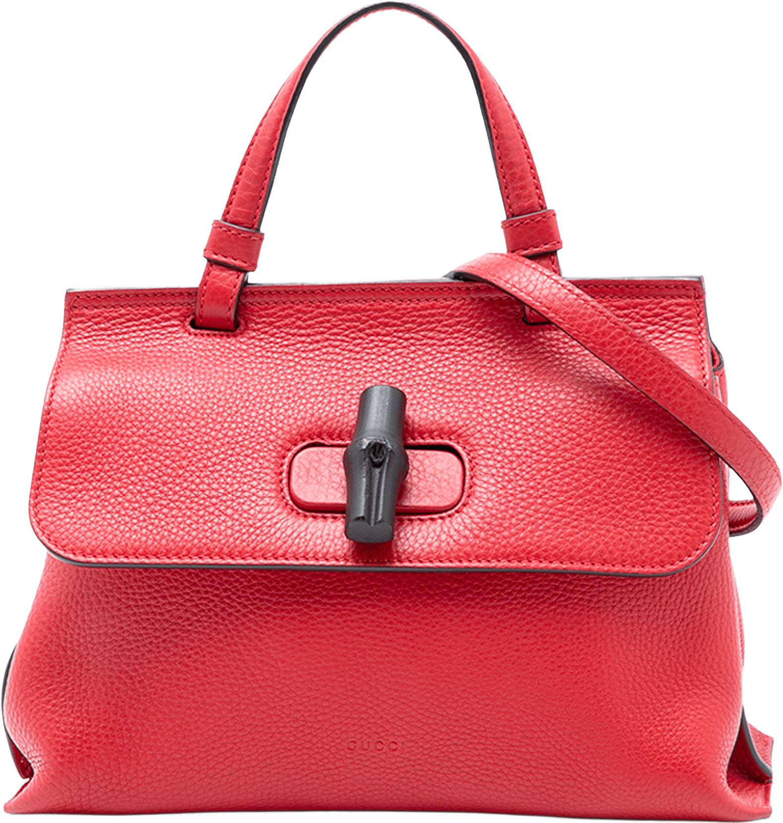Gucci Small Leather Bamboo Daily Satchel, från Luxclusif, i färgen red.