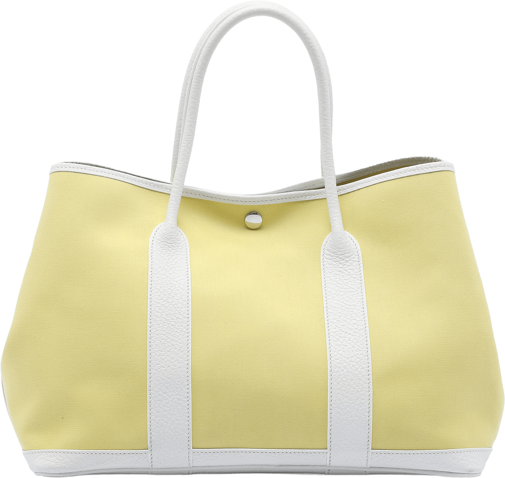 Hermès Toile And Negonda Garden Party 36, från Luxclusif, i färgen light yellow.