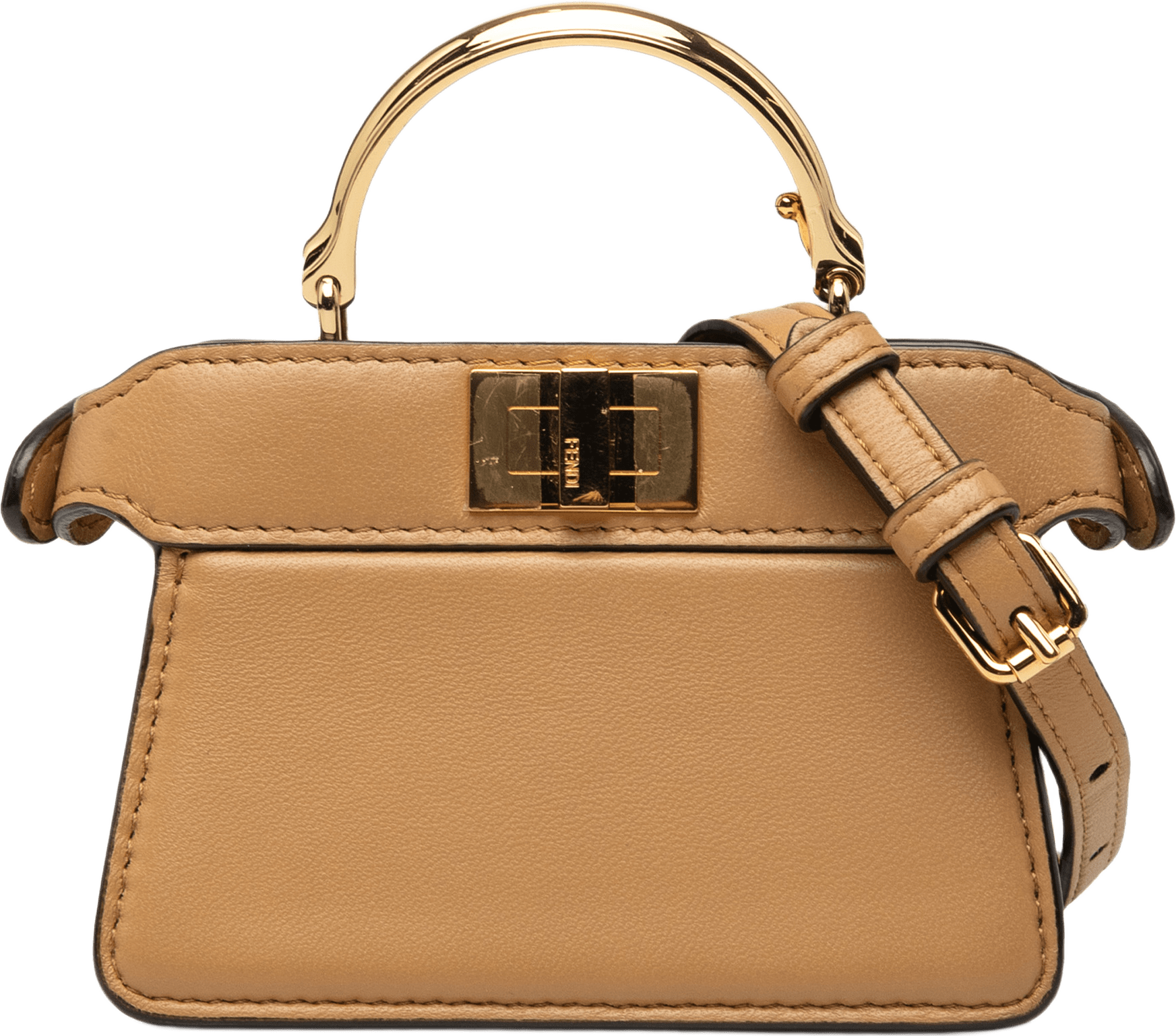 Fendi Nano Calfskin Peekaboo Iseeu Maxi Handle Satchel, från Luxclusif, i färgen brun.