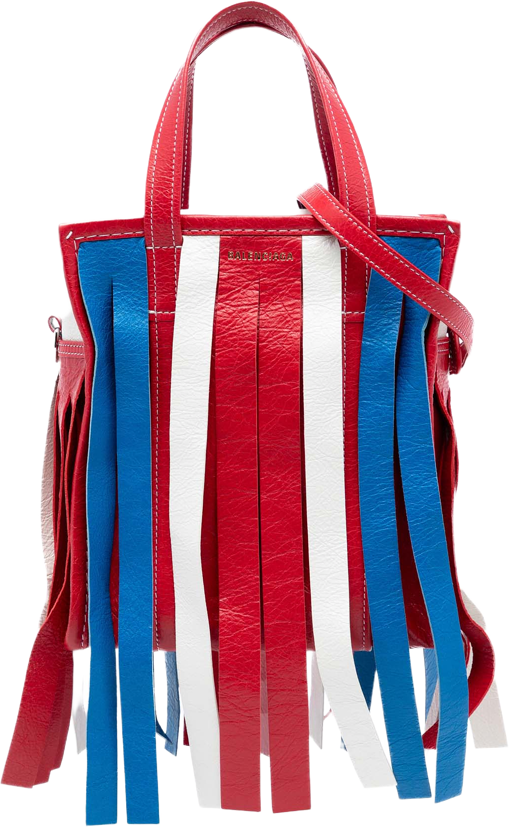 Balenciaga Xs Lambskin Fringe Bazar Shopper Satchel, från Luxclusif, i färgen red.