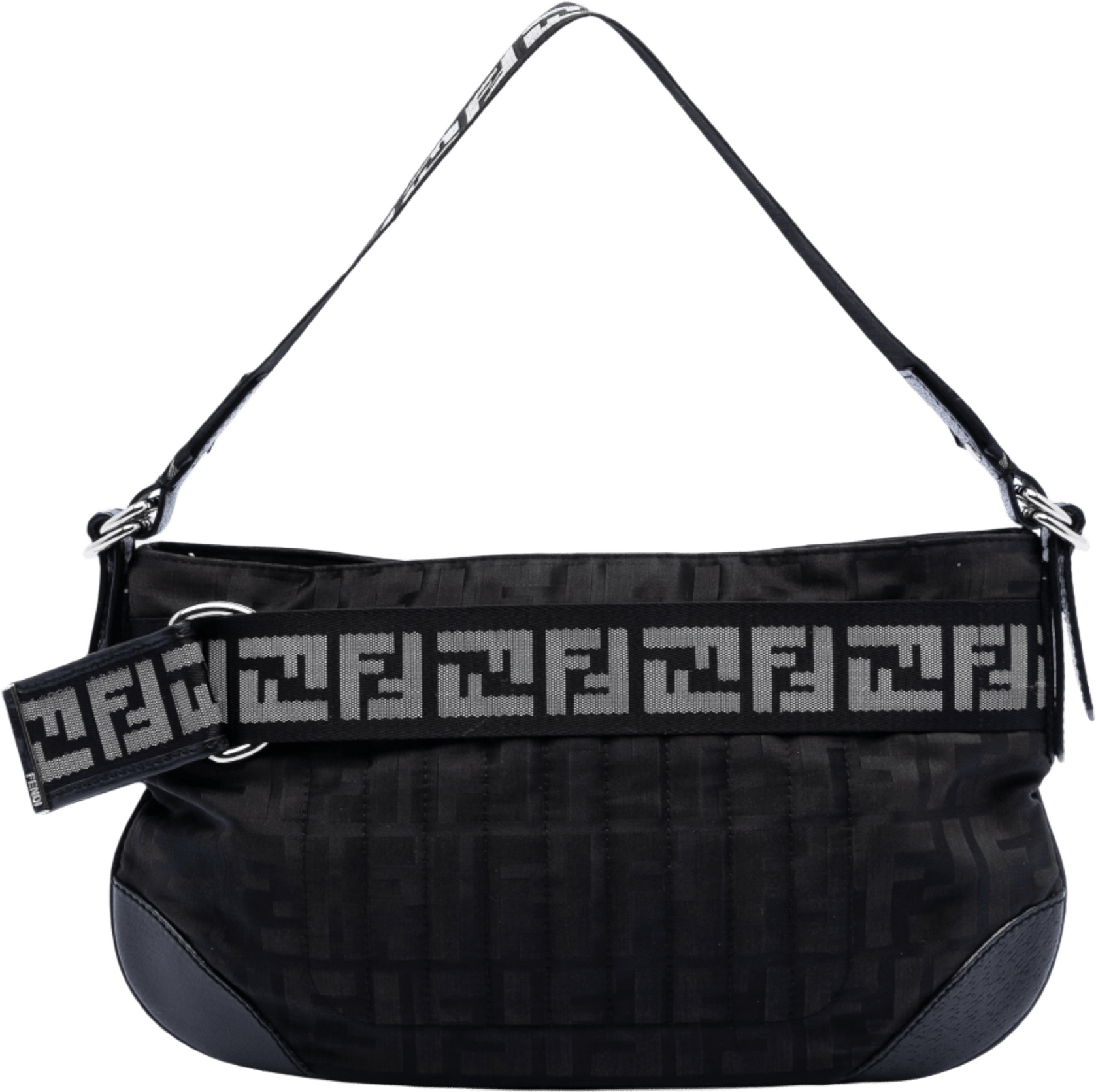 Fendi Zucca Nylon Zip Code Shoulder Bag, från Luxclusif, i färgen black.