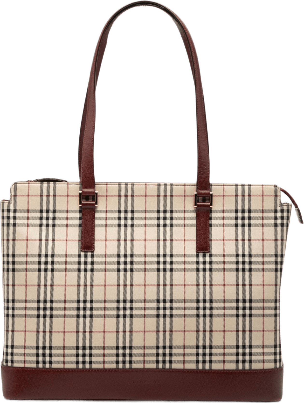Burberry House Check Canvas Tote, från Luxclusif, i färgen röd.