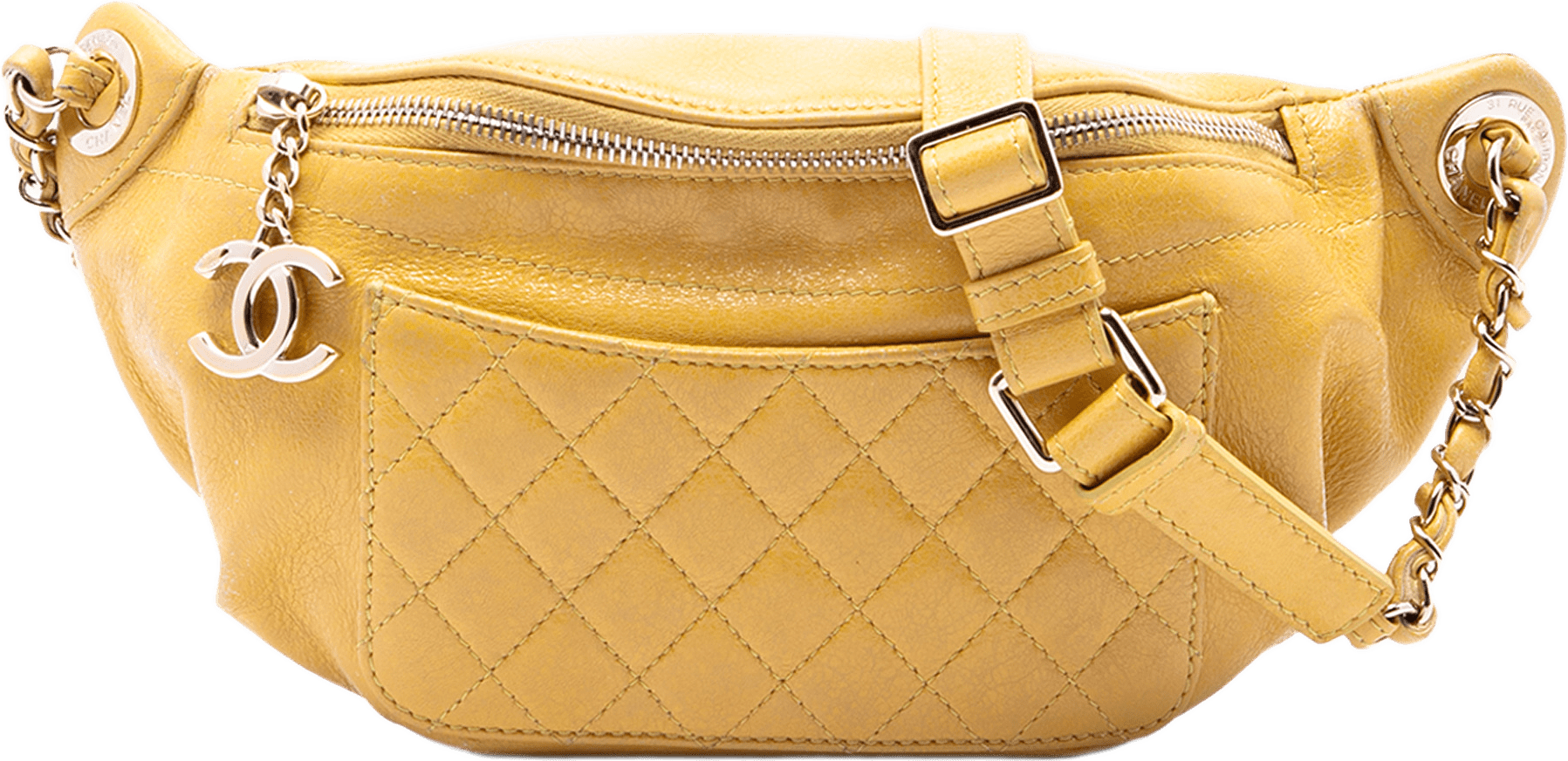 Chanel Quilted Lambskin Classic Bi Waist Bag, från Luxclusif, i färgen gul.