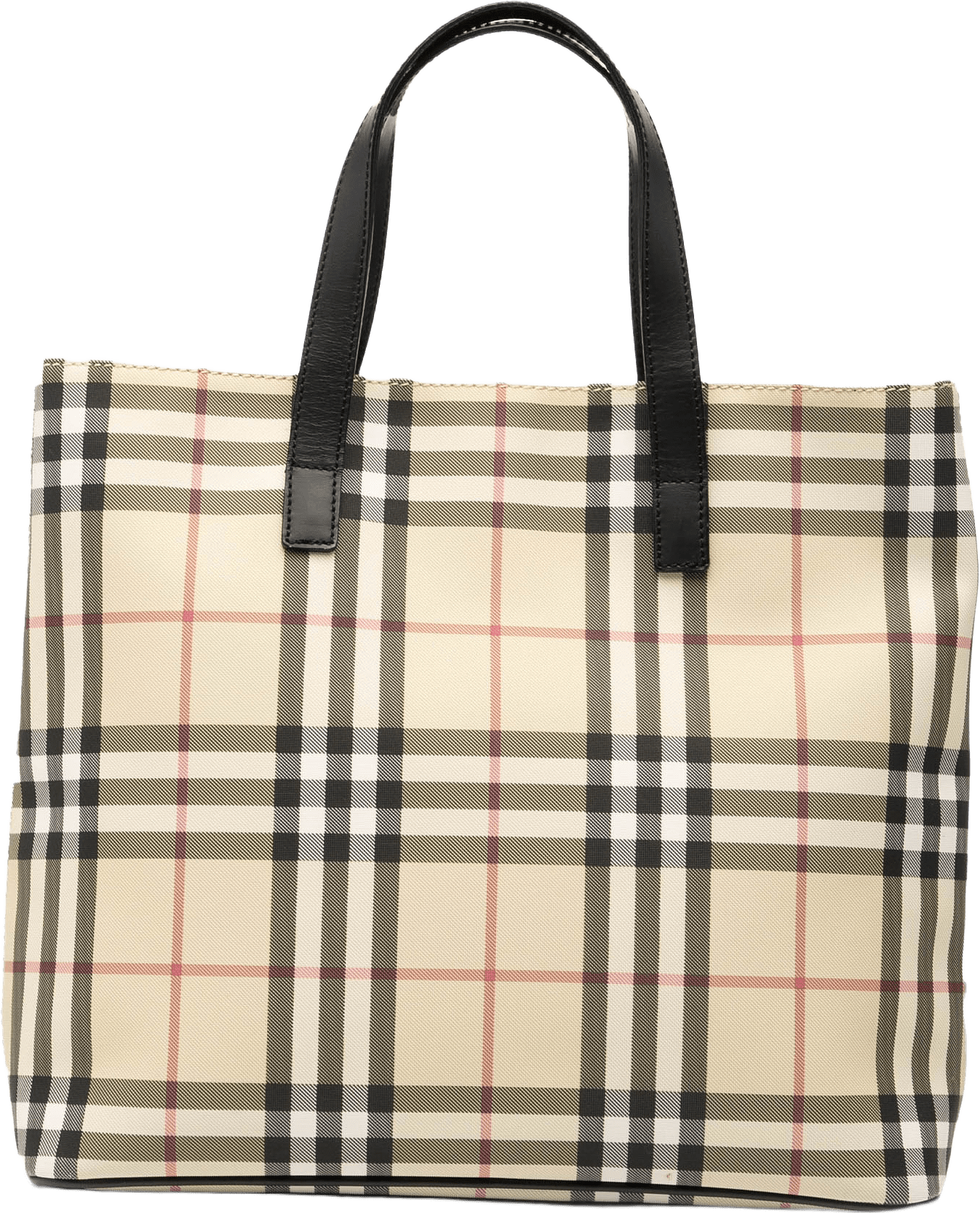 Burberry House Check Coated Canvas Tote, från Luxclusif, i färgen beige.