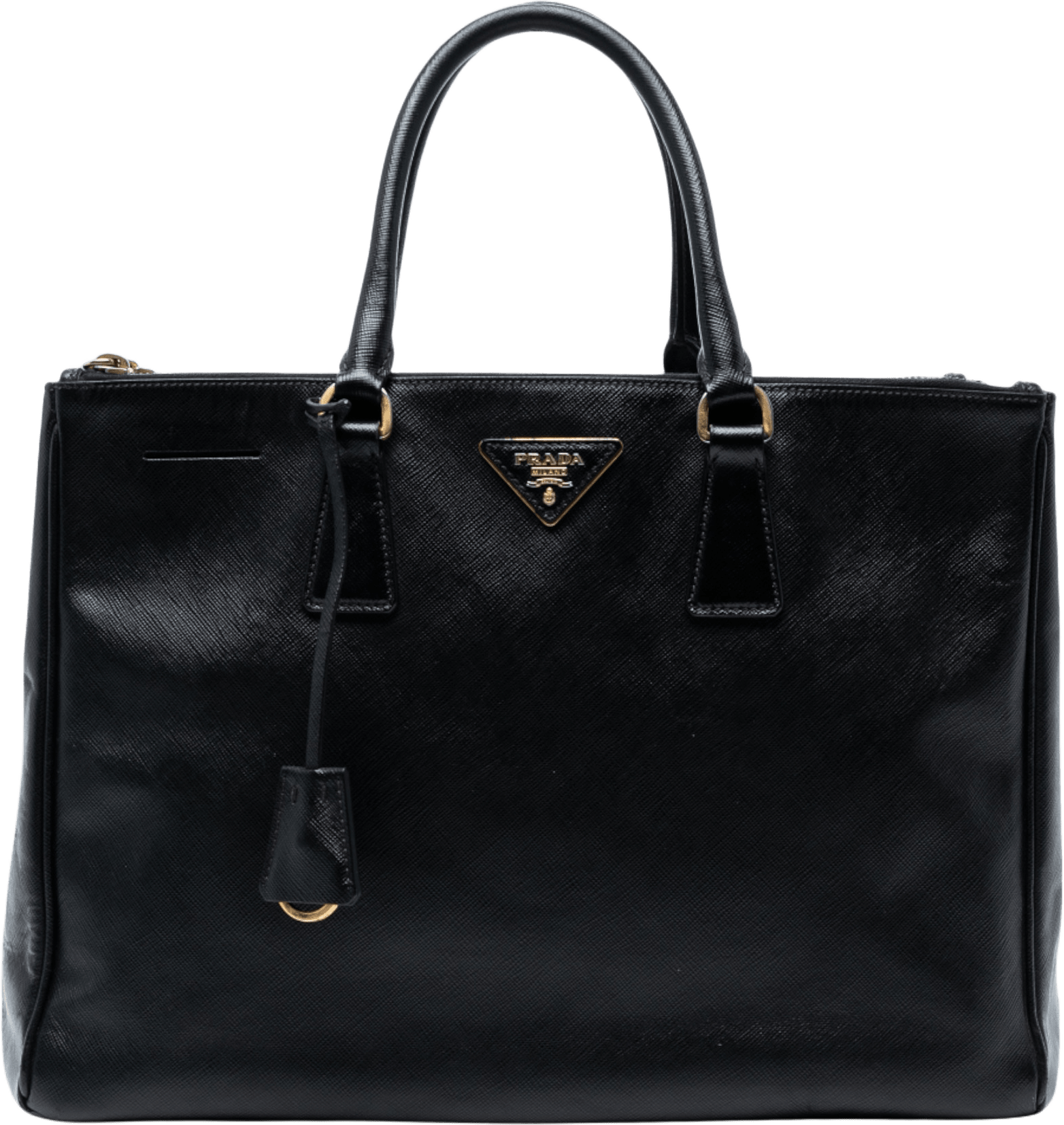 Prada Large Saffiano Lux Galleria Double Zip Tote, från Luxclusif, i färgen black.