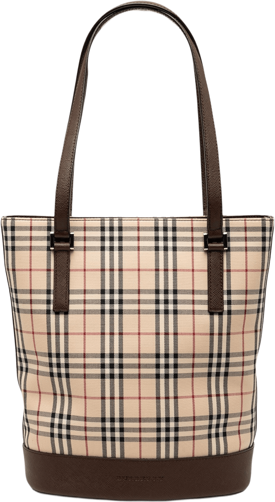 Burberry House Check Canvas Bucket Bag, från Luxclusif, i färgen beige.