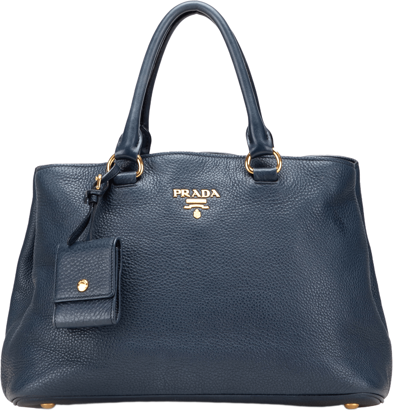 Prada Vitello Daino Open Convertible Tote, från Luxclusif, i färgen midnight blue.