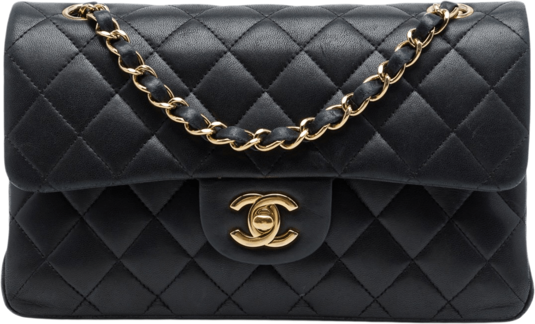 Chanel Small Classic Lambskin Double Flap, från Luxclusif, i färgen svart.