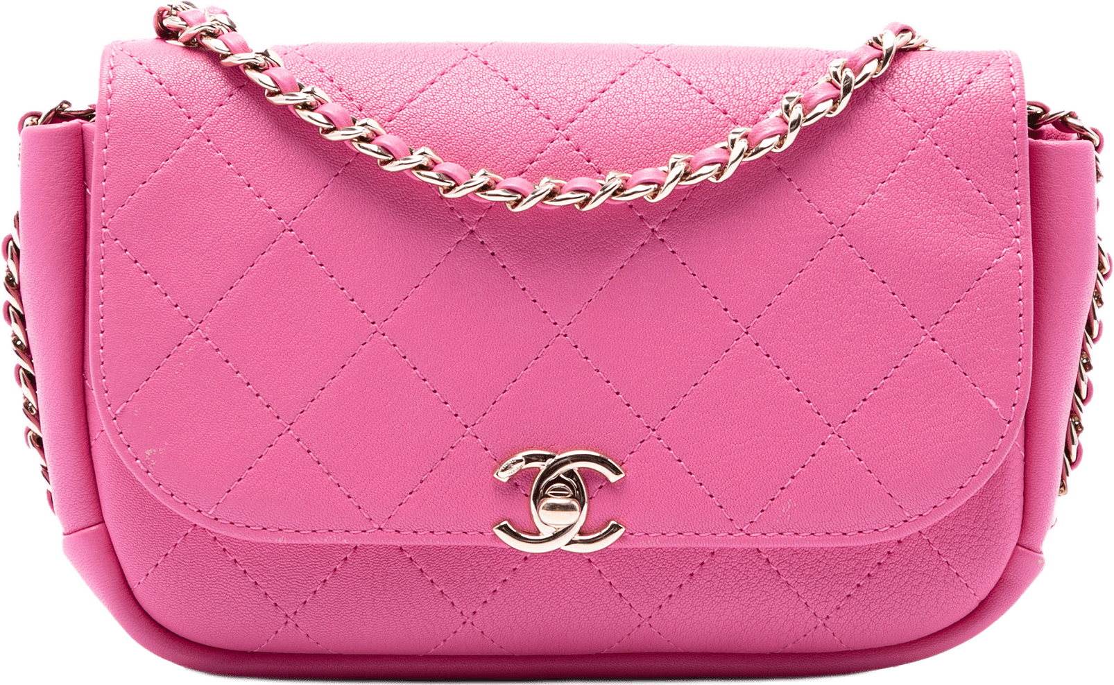 Chanel Cc Quilted Goatskin Casual Trip Flap, från Luxclusif, i färgen rosa.