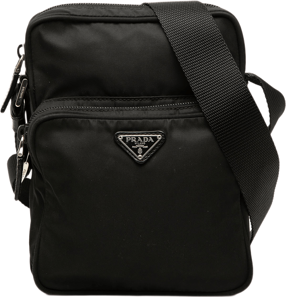 Prada Tessuto Zip Top Crossbody, från Luxclusif, i färgen svart.