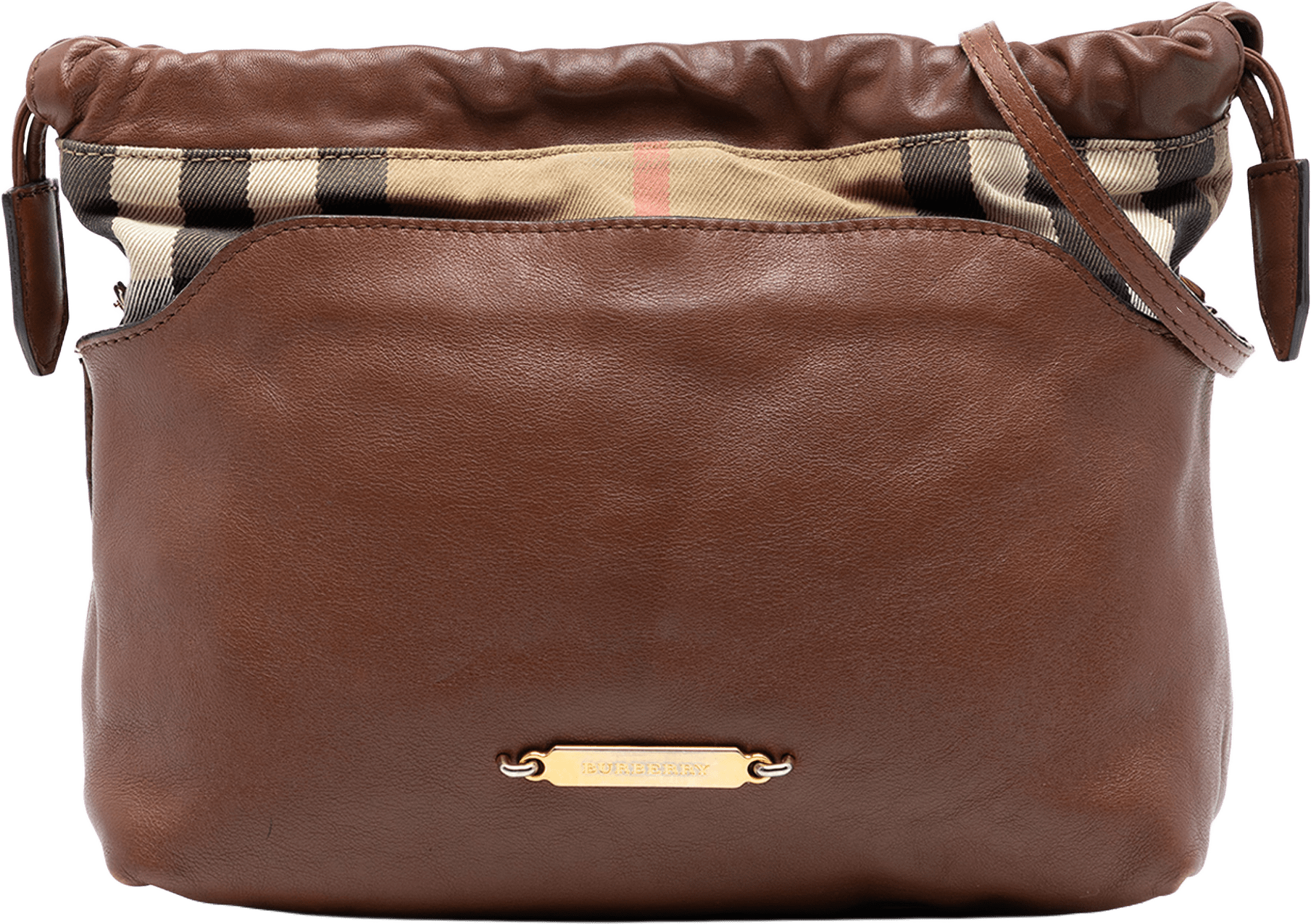 Burberry House Check Canvas And Calfskin Little Crush Crossbody, från Luxclusif, i färgen brown.
