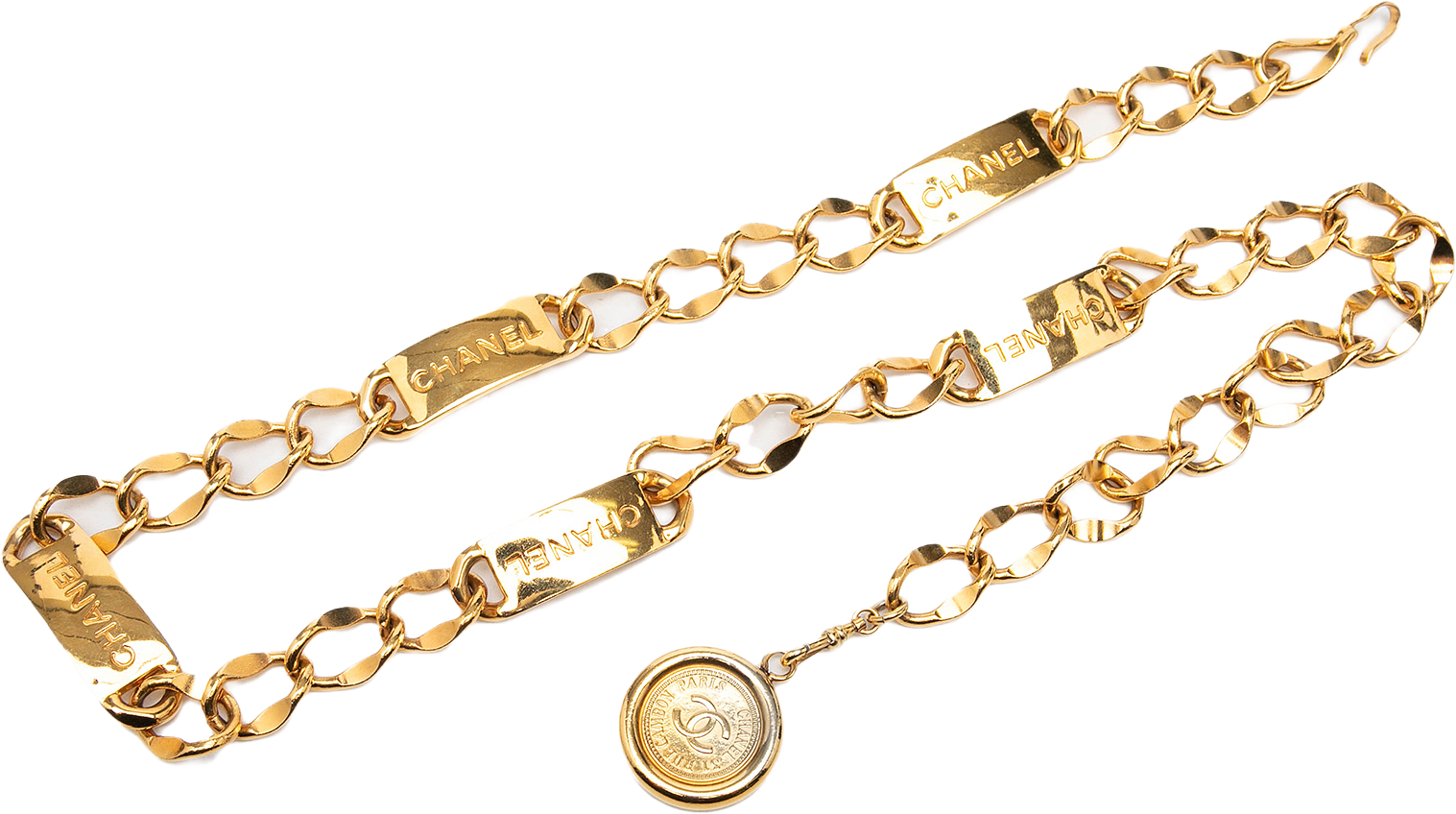 Chanel Cc Gold Plated Medallion Chain Belt, från Luxclusif, i färgen guld.