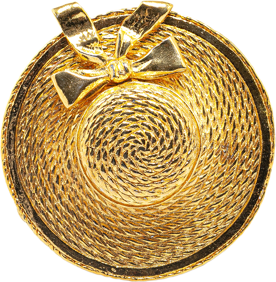 Chanel Gold Plated Straw Hat Brooch