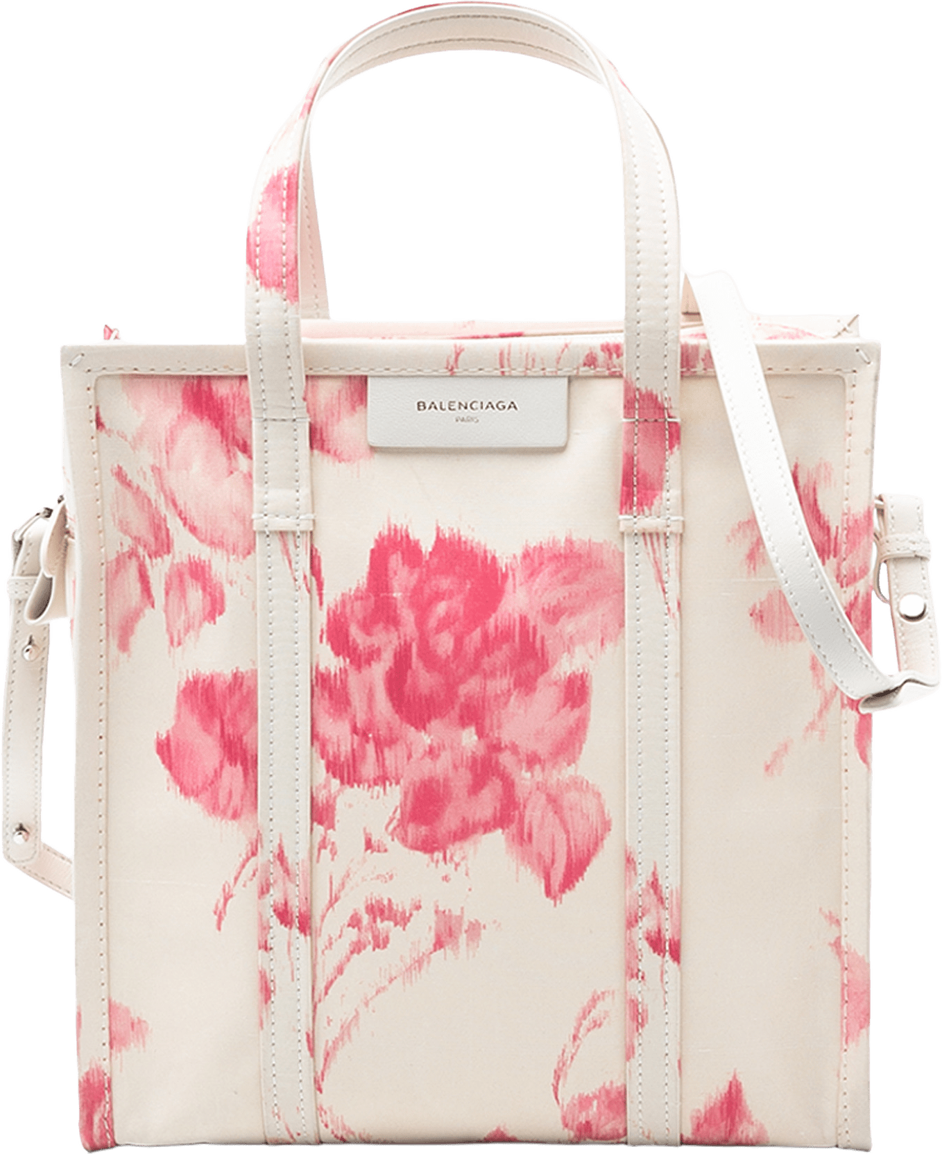 Balenciaga S Floral Printed Silk Bazar Shopper Tote, från Luxclusif, i färgen white.
