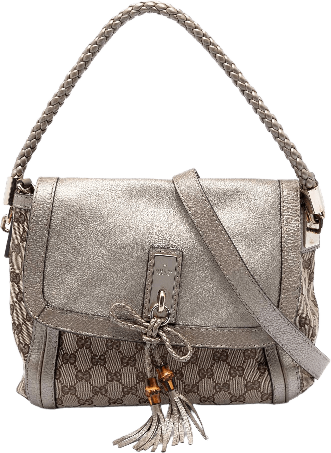 Gucci Gg Canvas Bella Flap Satchel, från Luxclusif, i färgen beige.