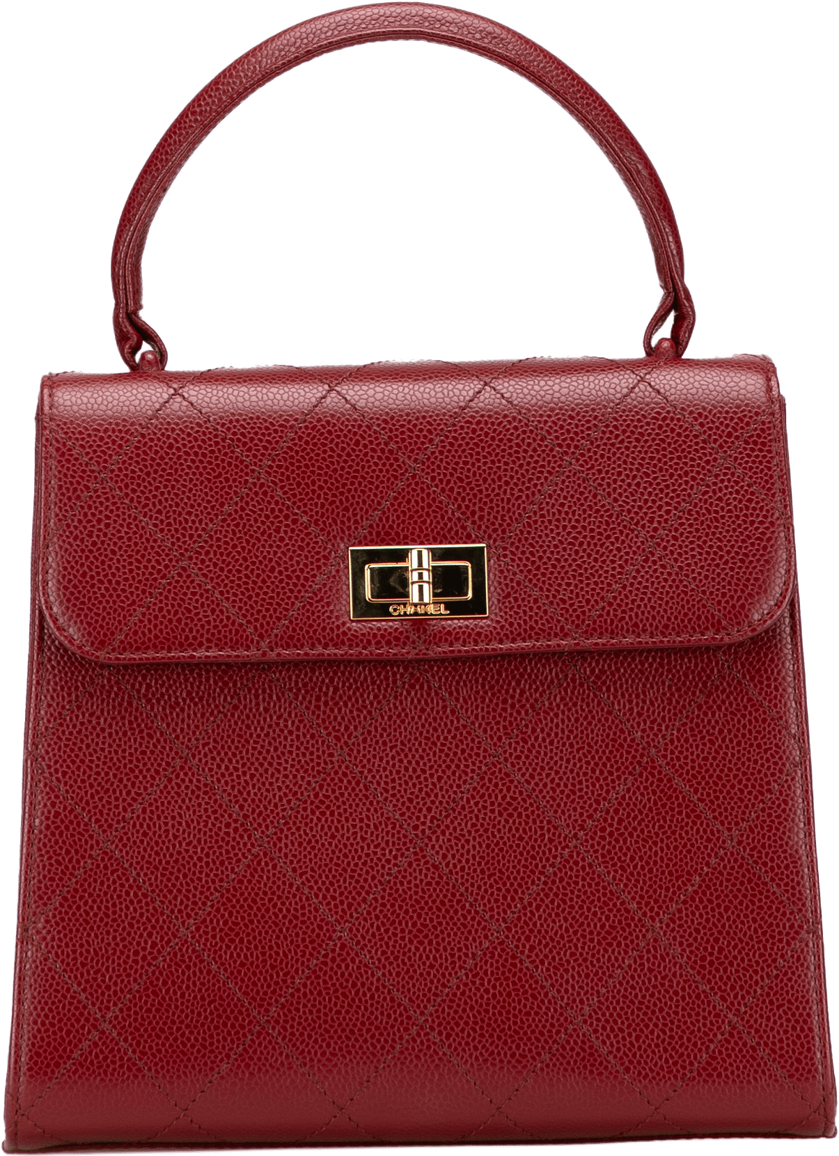 Chanel Reissue 2.55 Quilted Caviar Top Handle Flap, från Luxclusif, i färgen dark red.