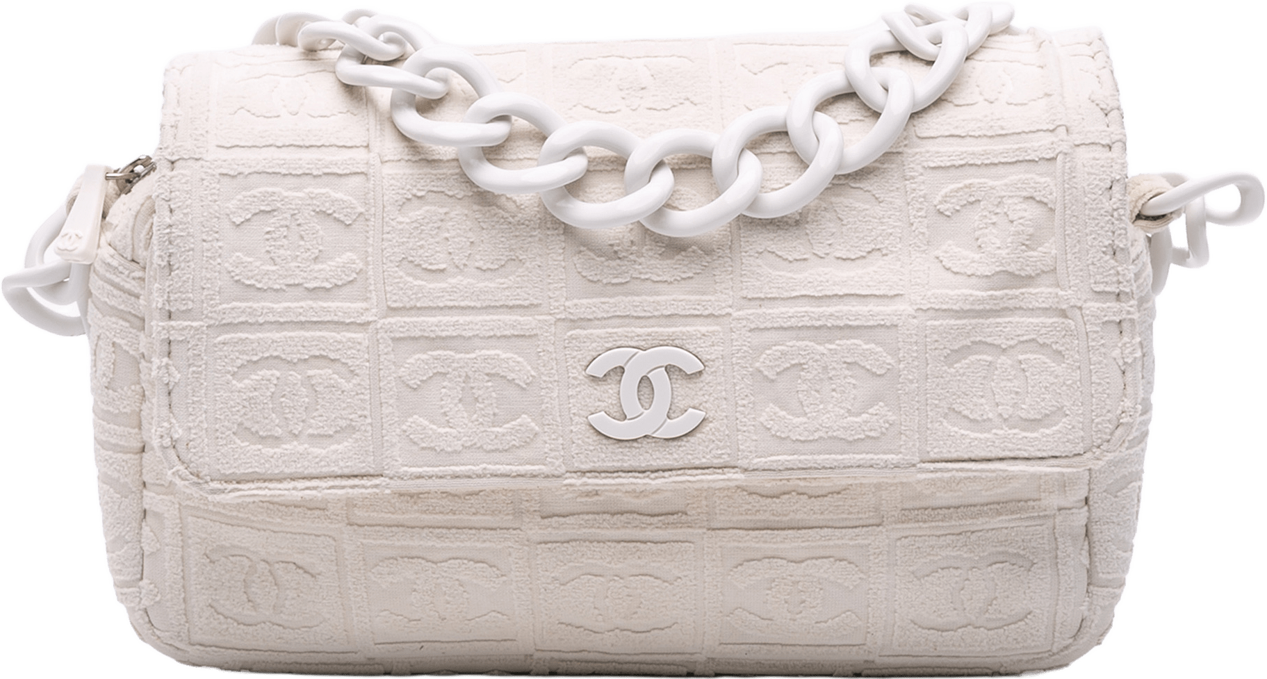 Chanel Terry Cloth Sport Line Flap, från Luxclusif, i färgen off white.