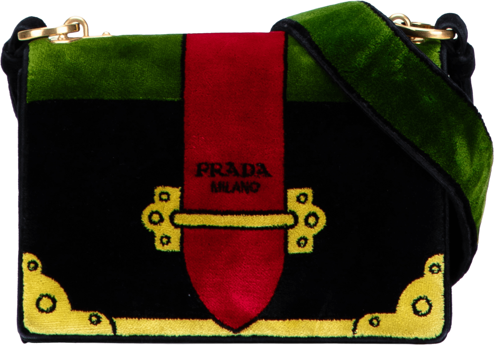 Prada Velluto Ricamo Trompe L Oeil Cahier Crossbody, från Luxclusif, i färgen black.