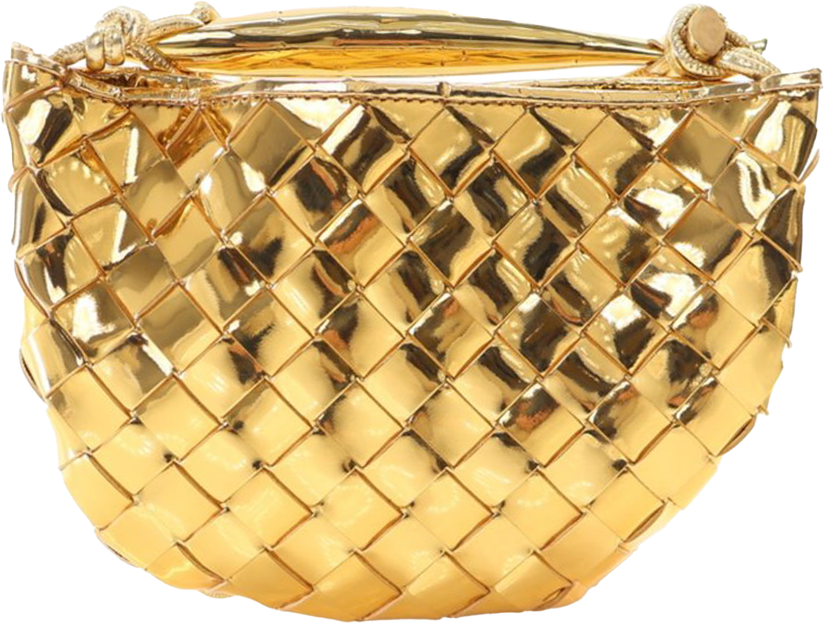 Bottega Veneta Baby Metallic Lambskin Intrecciato Sardine, från Luxclusif, i färgen gold.