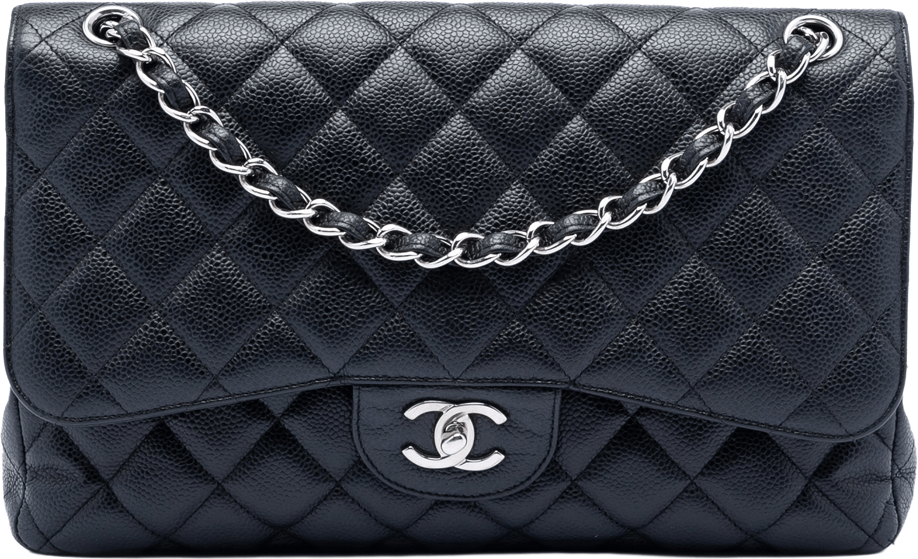 Chanel Jumbo Classic Caviar Double Flap, från Luxclusif, i färgen black.