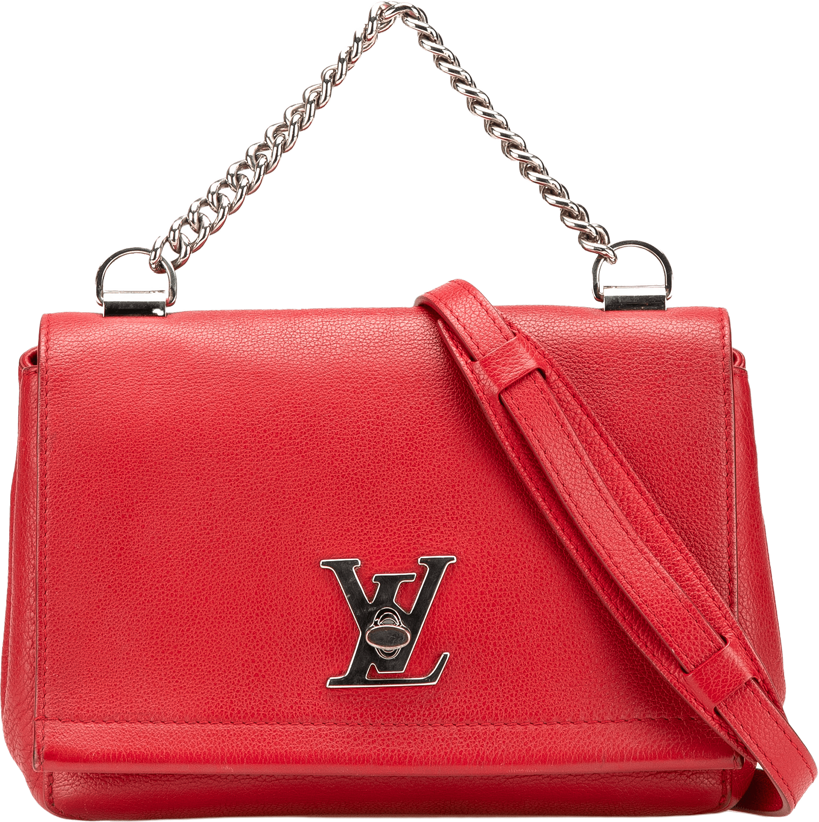Louis Vuitton Leather Lockme Ii Bb, från Luxclusif, i färgen red.