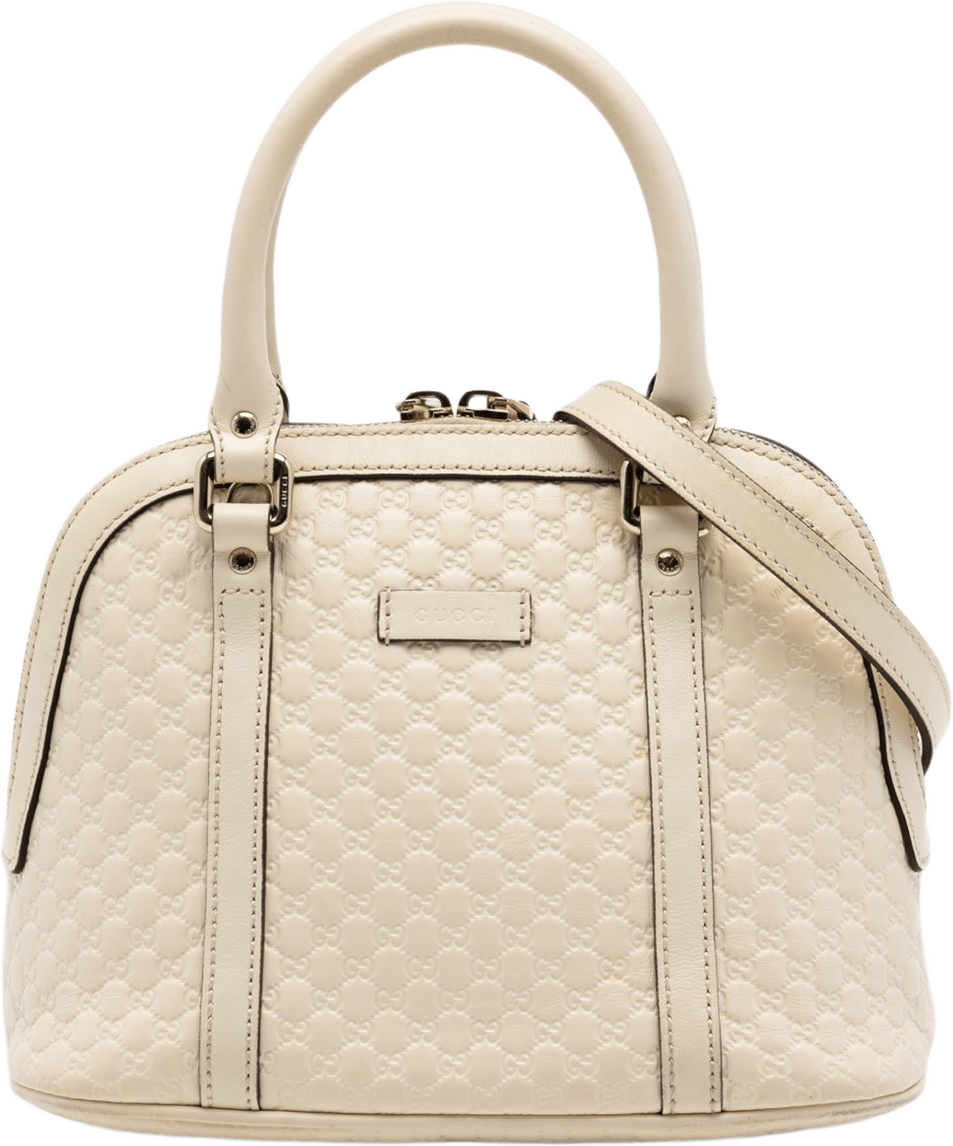 Gucci Mini Microguccissima Dome Satchel, från Luxclusif, i färgen vit.
