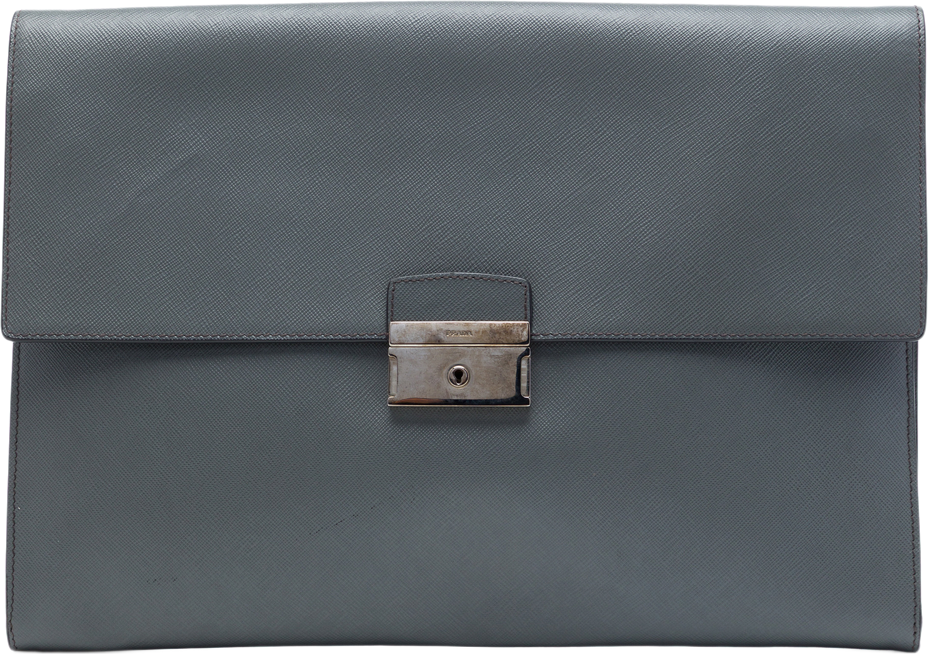 Prada Saffiano Document Holder, från Luxclusif, i färgen grå.