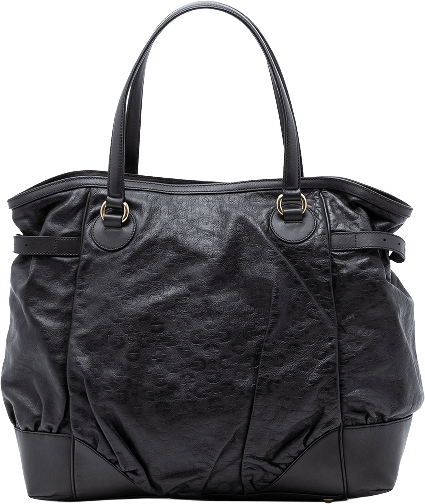 Gucci Embossed Leather Horsebit Full Moon Tote, från Luxclusif, i färgen black.