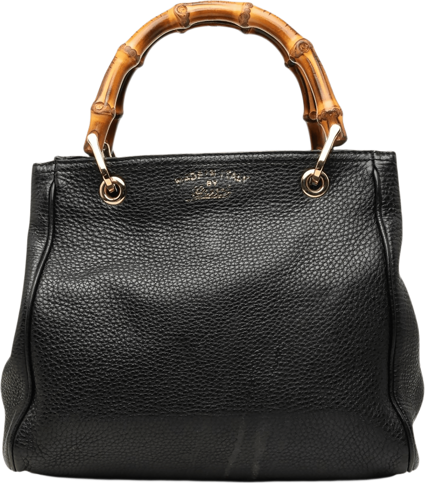 Gucci Small Calfskin Bamboo Shopper Satchel, från Luxclusif, i färgen svart.